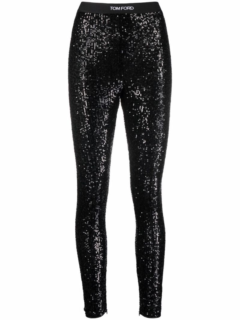 sequinned high-waist leggings - 1