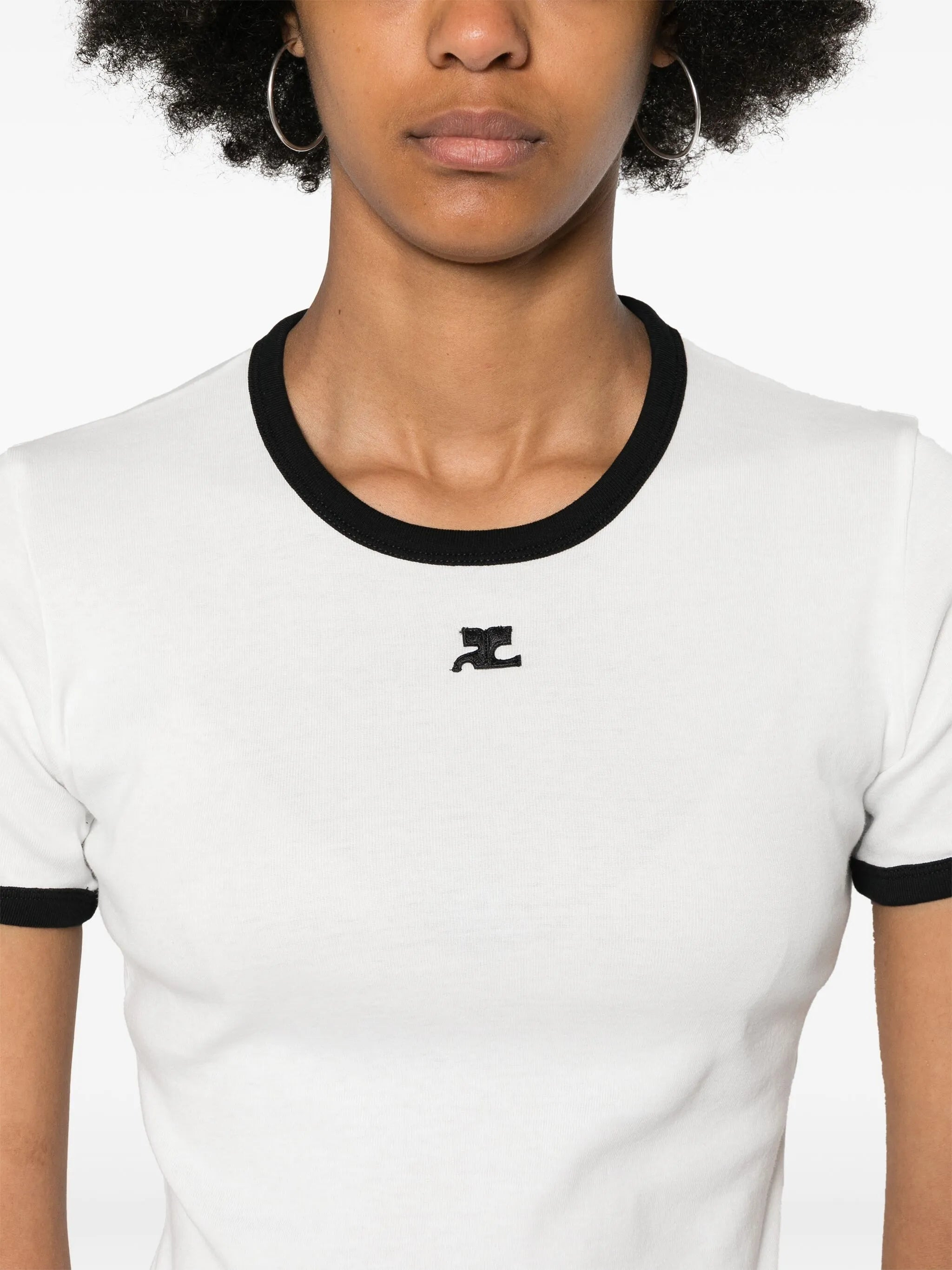 Courrèges Logo-patch Contrasting-trim T-shirt - 4