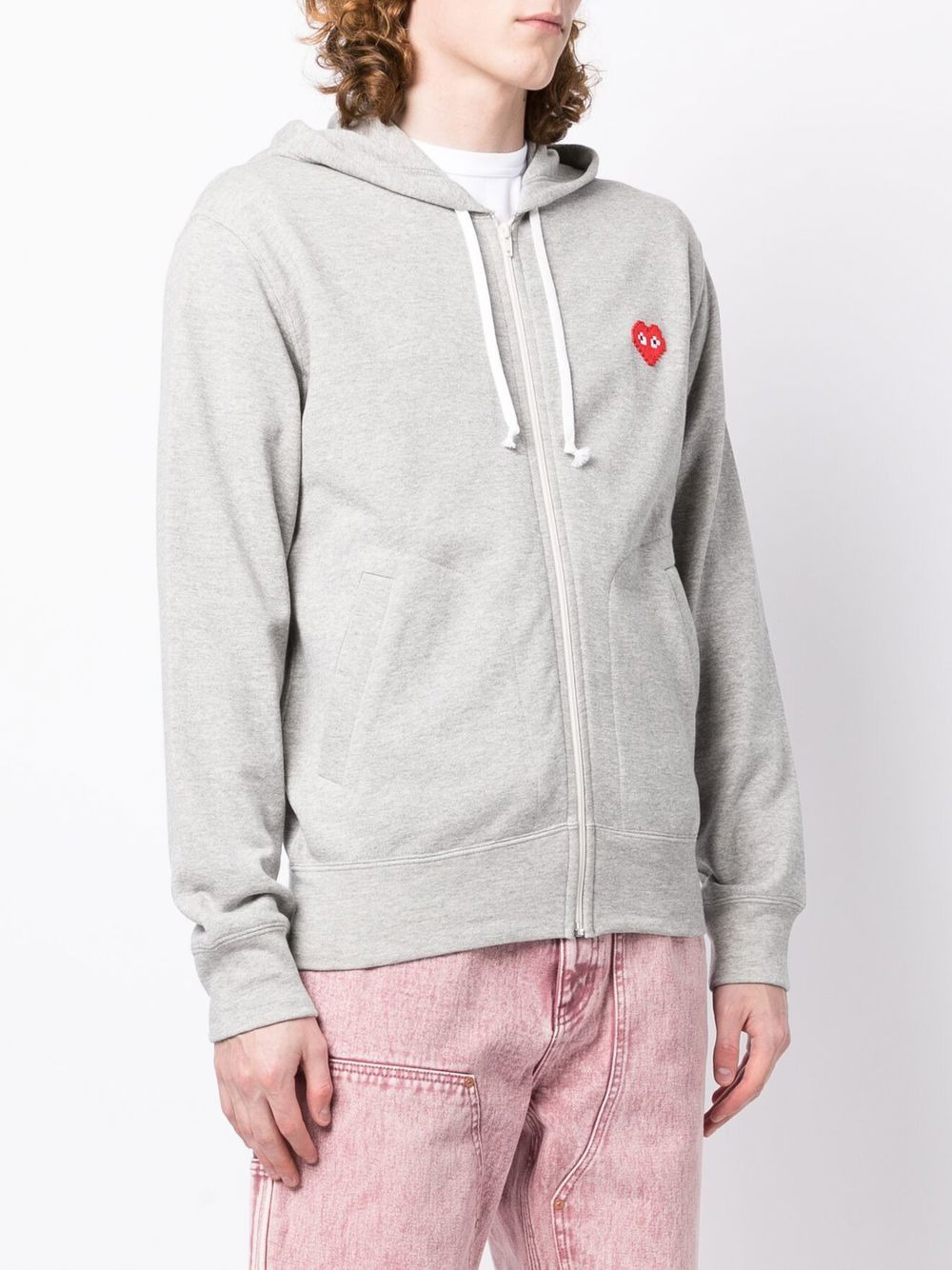 logo-patch zip-up hoodie - 3
