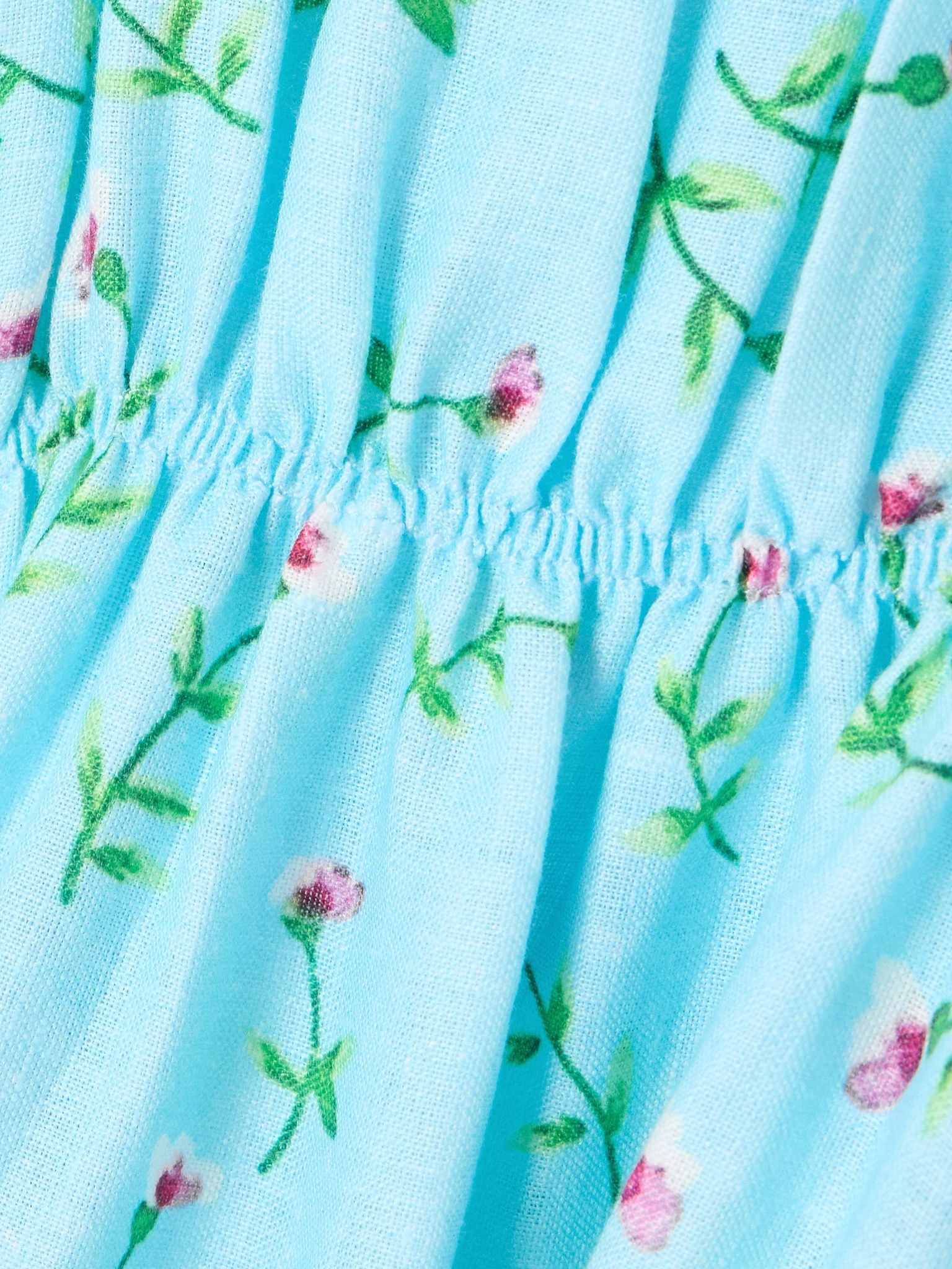 Bianca embroidered smocked ruffled floral-print linen maxi dress Blue - 4