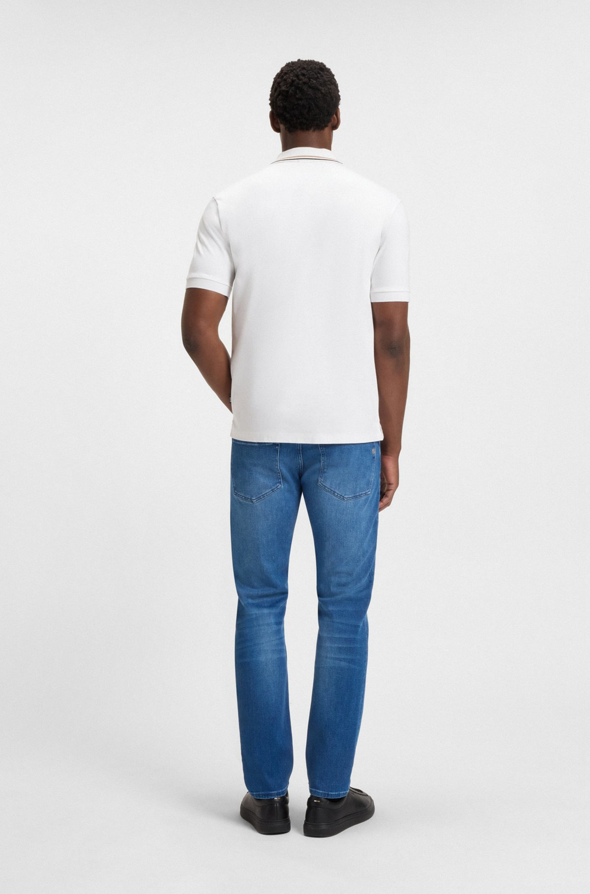 SLIM-FIT POLO SHIRT IN COTTON WITH STRIPED COLLAR - 5