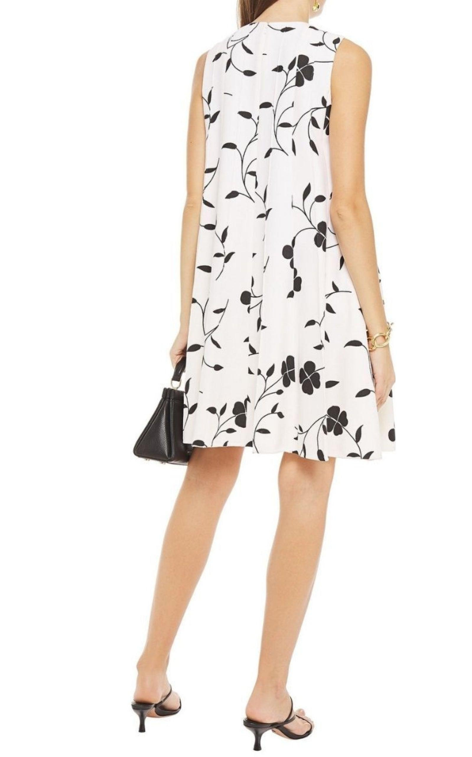 Pleated Floral-print Grain De Poudre Dress - 5