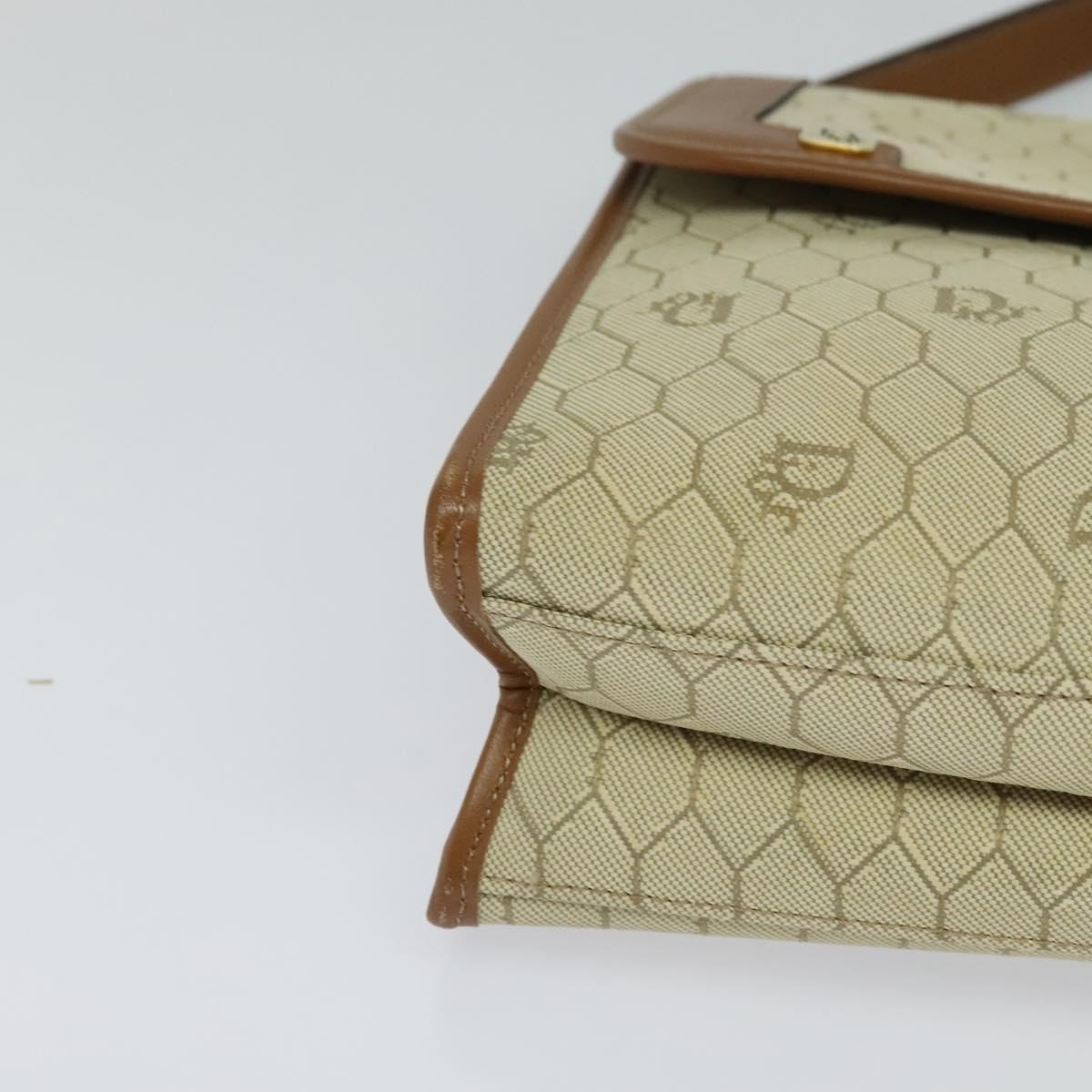 DIOR Honeycomb Canvas Hand Bag Leather Beige - 9