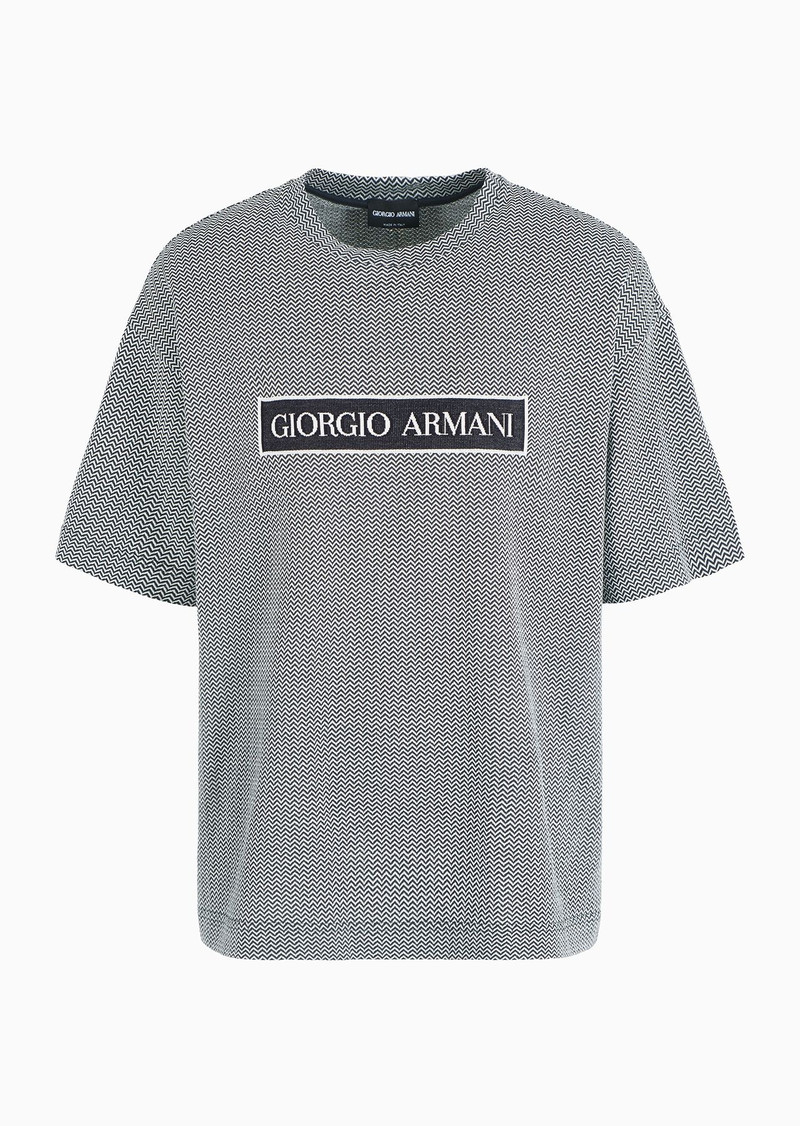 Denim Collection cotton T-shirt with jacquard logo 1