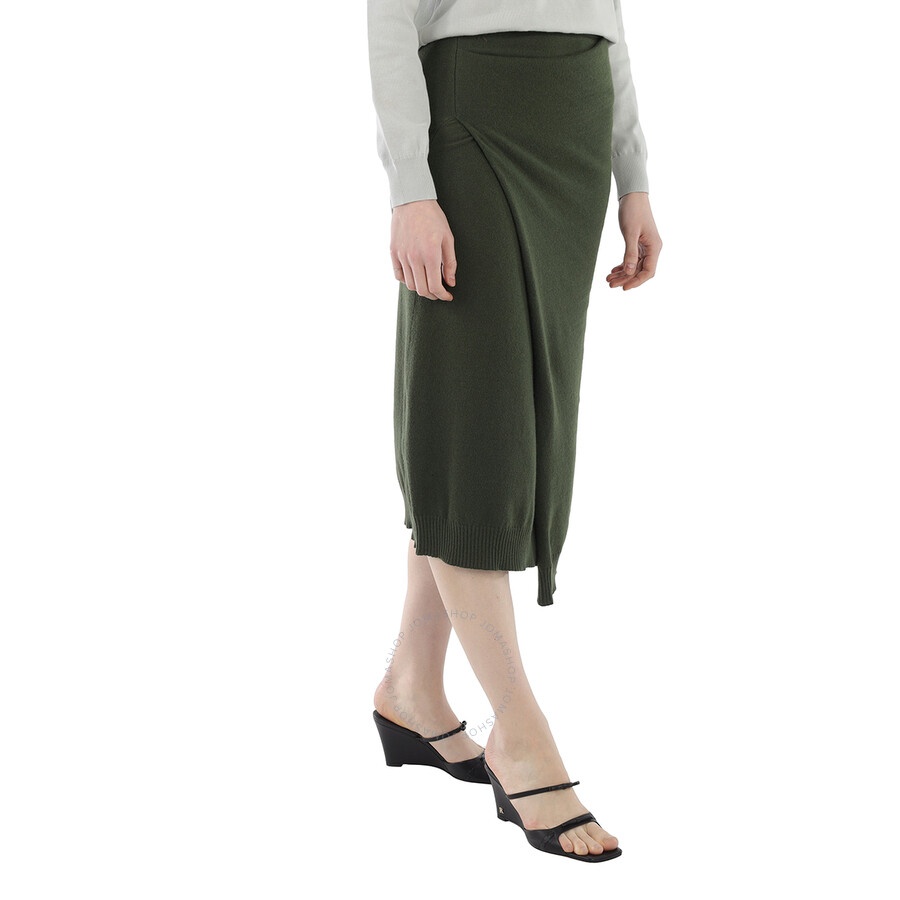 Kenzo Ladies Dark Khaki Merino Wool Wrap Skirt - 4