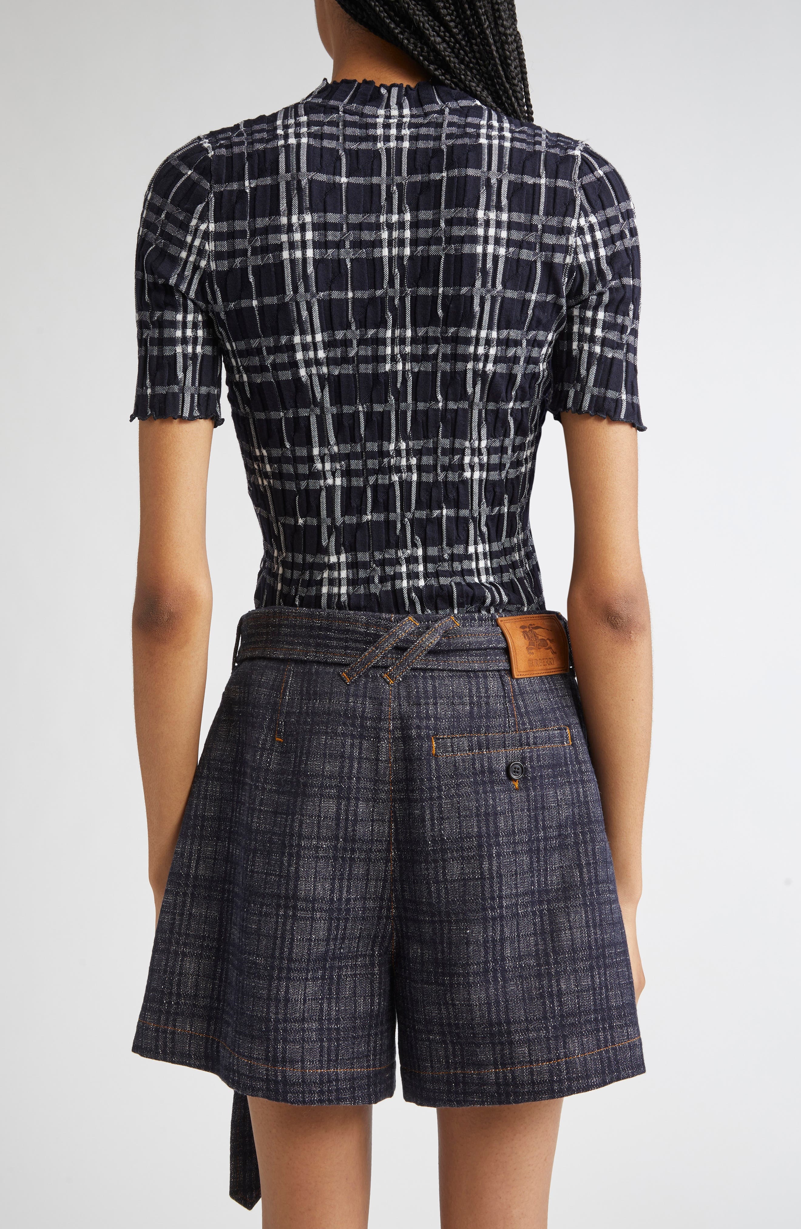 burberry Check Lettuce Edge Top in Ink/Chalk at Nordstrom - 3