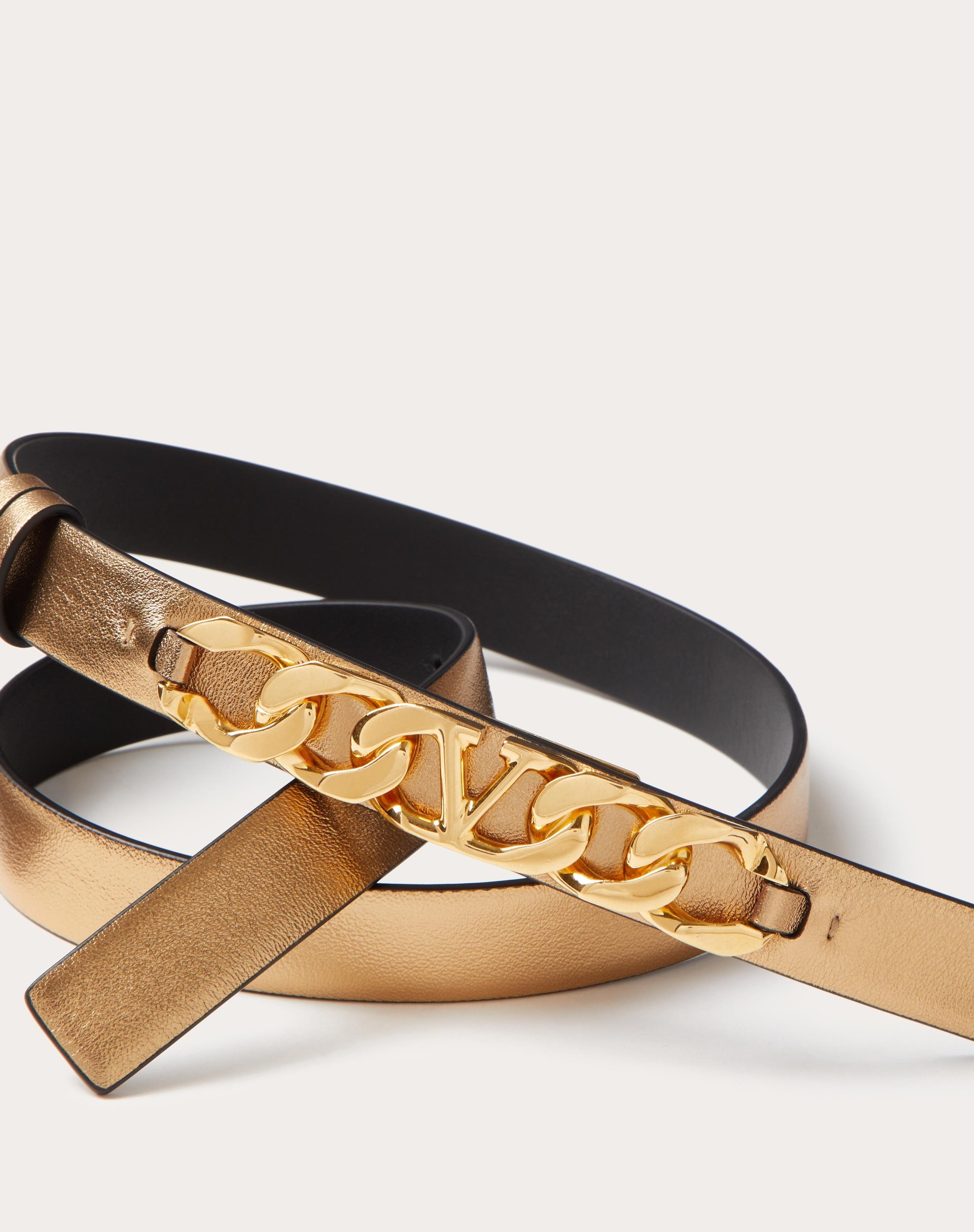 VLOGO CHAIN BELT IN LAMINATED NAPPA LEATHER 20MM - 2