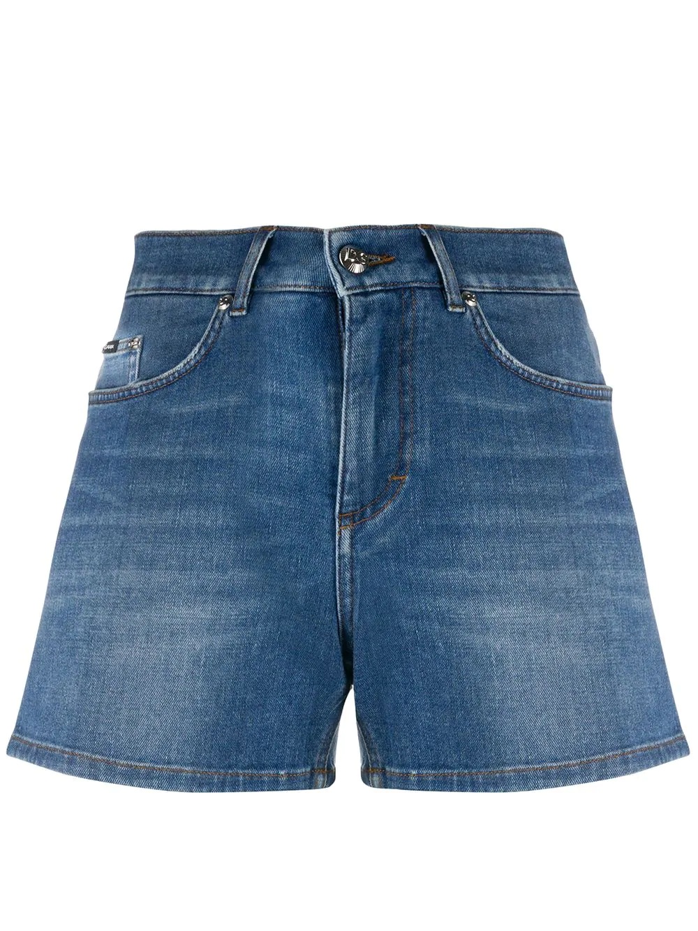 stonewashed denim shorts - 1