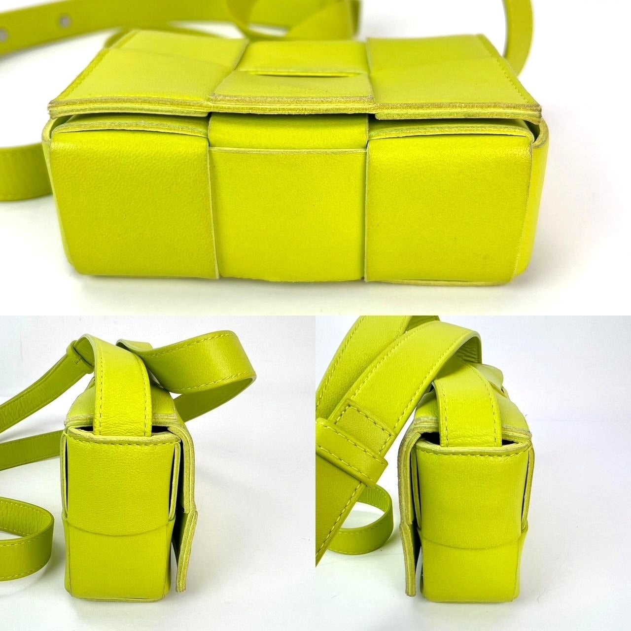 BOTTEGA VENETA Intrecciato Mini Cassette Lime Green Lambskin Crossbody Bag - 4