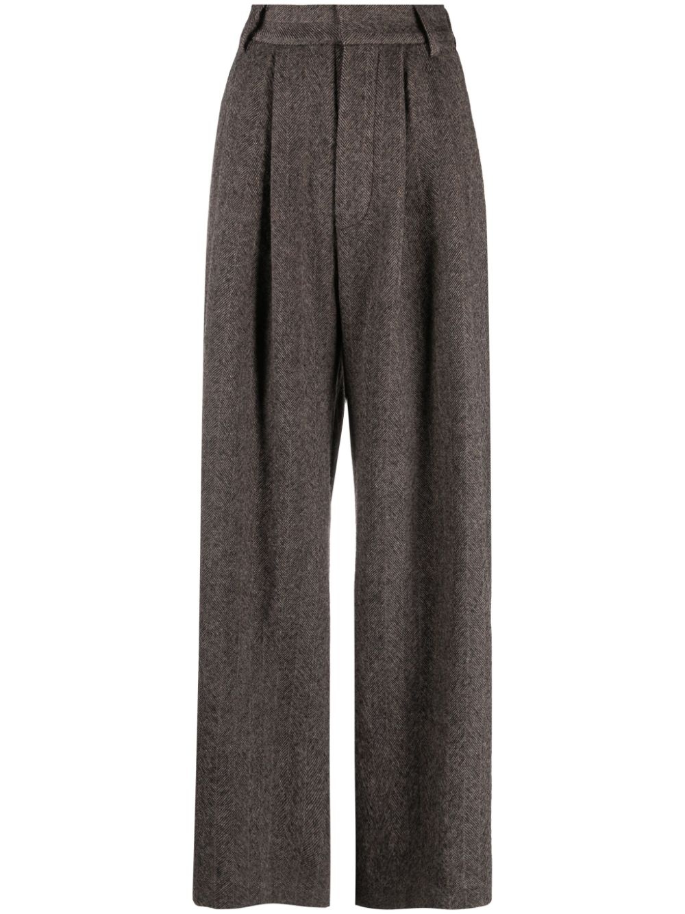 pleated wide-leg virgin wool trousers - 1