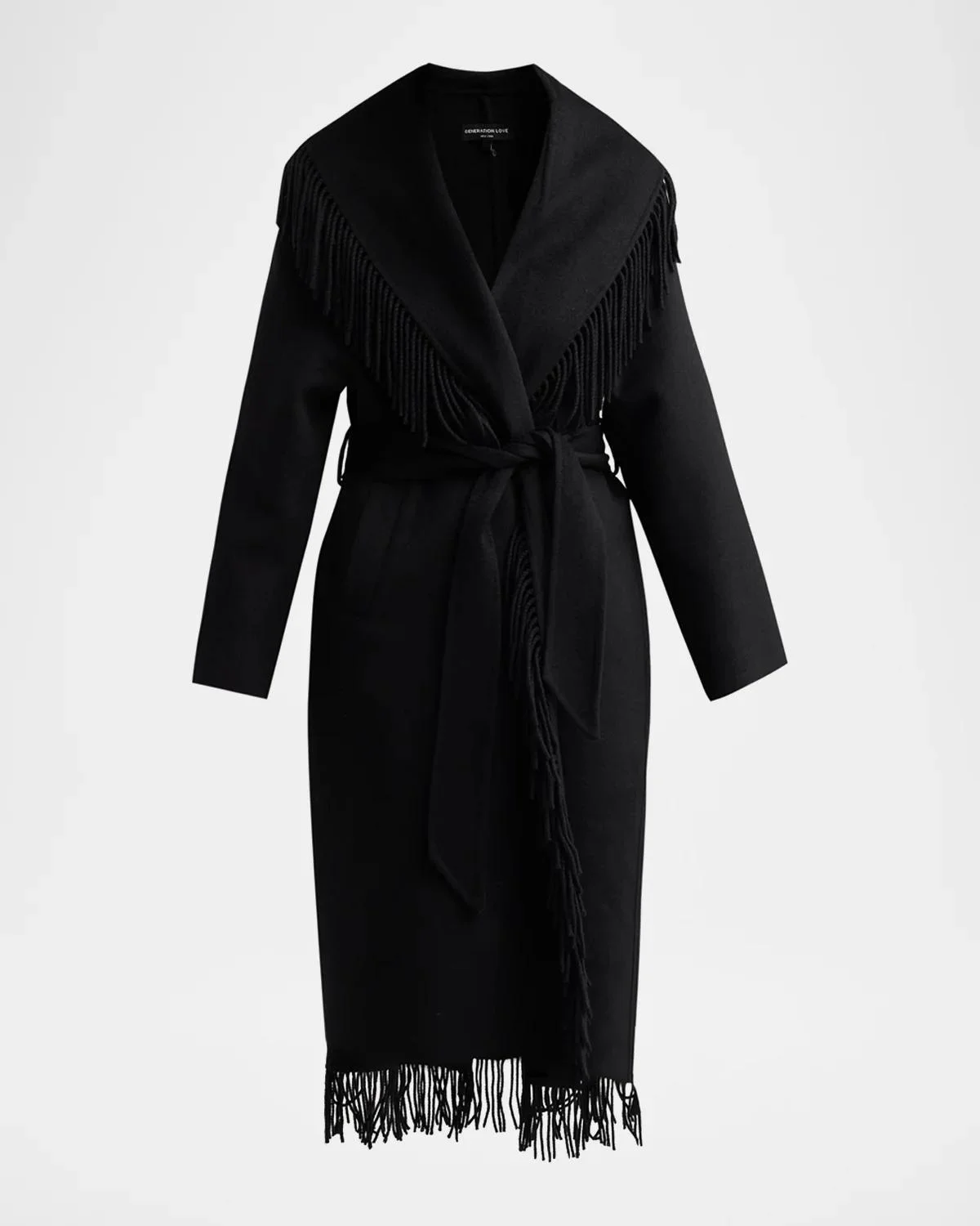 Jenny Fringe Wool Wrap Coat - 1