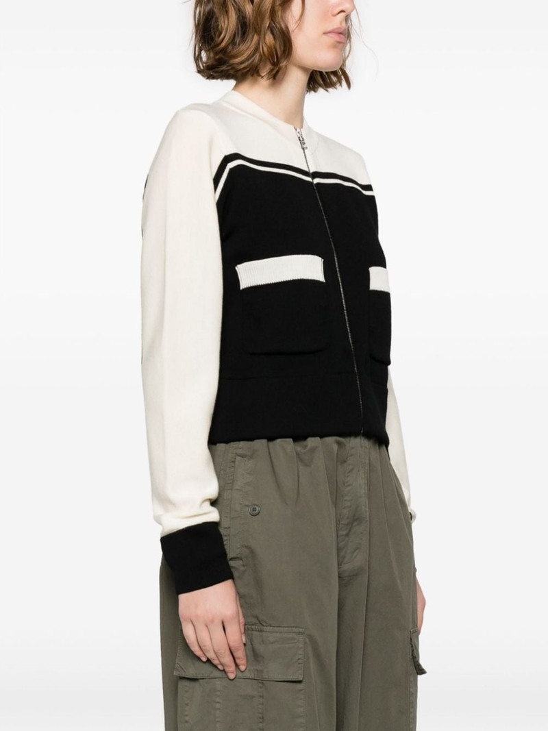 logo-intarsia wool zip cardigan 3