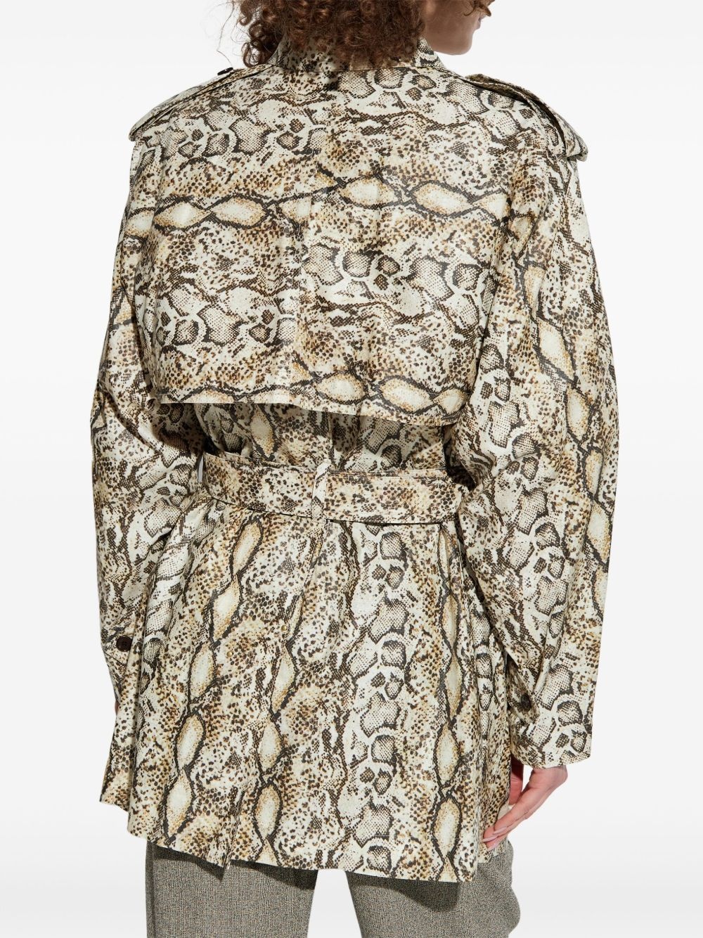 snakeskin-effect trench coat - 3
