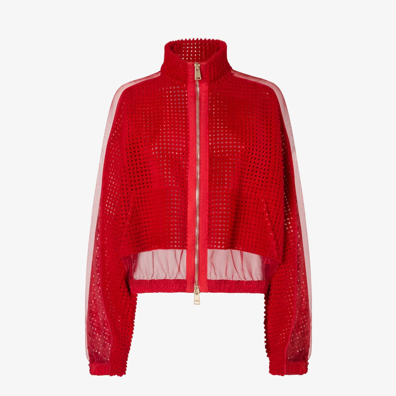 Jacket Red shearling and organza jacket 1