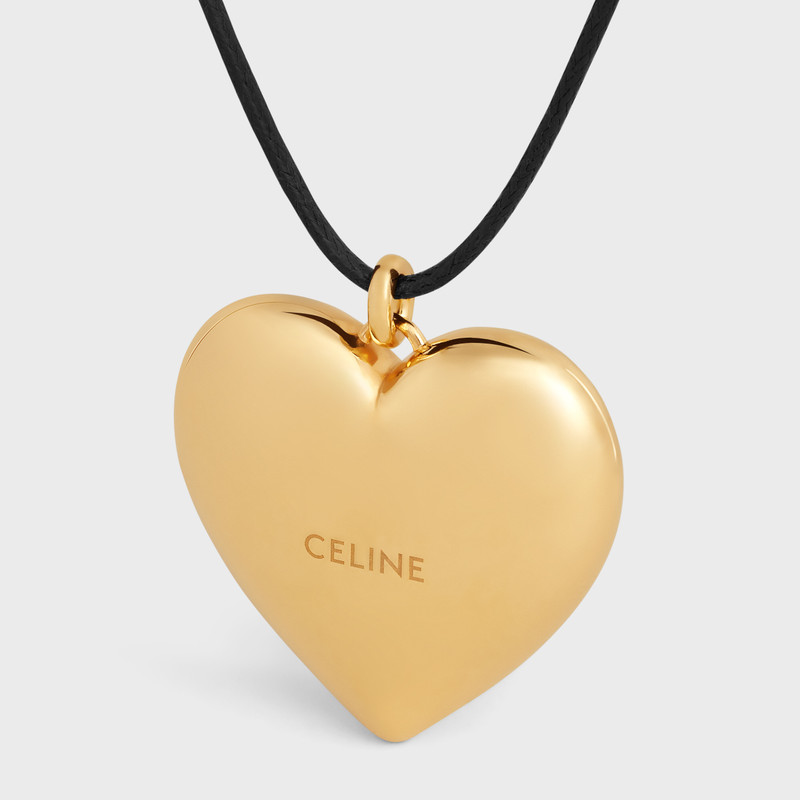 Celine Cœur Triomphe Necklace in Brass with Gold Finish and Cotton 4