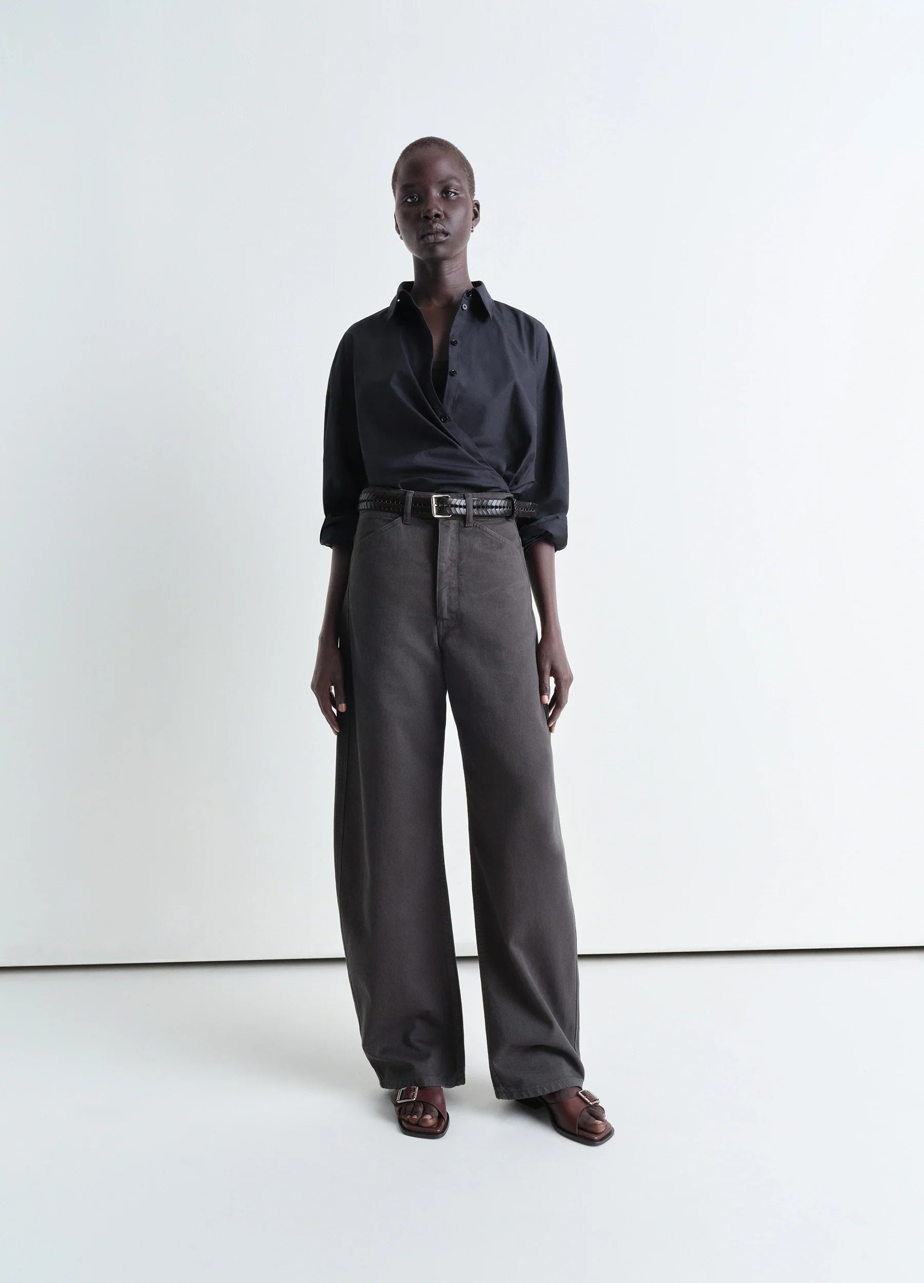 STRAIGHT COLLAR TWISTED SHIRT - 5