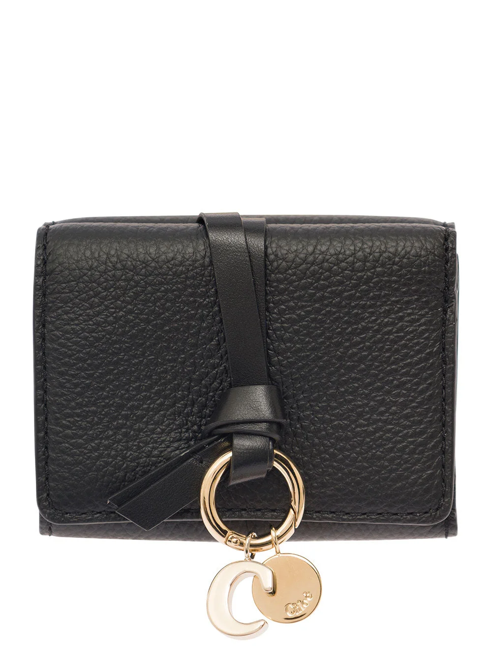 Chloé Women 'Alphabet' Black Tri-Fold Wallet With Charm And Leather Link In Grainy Leather Woman - 1