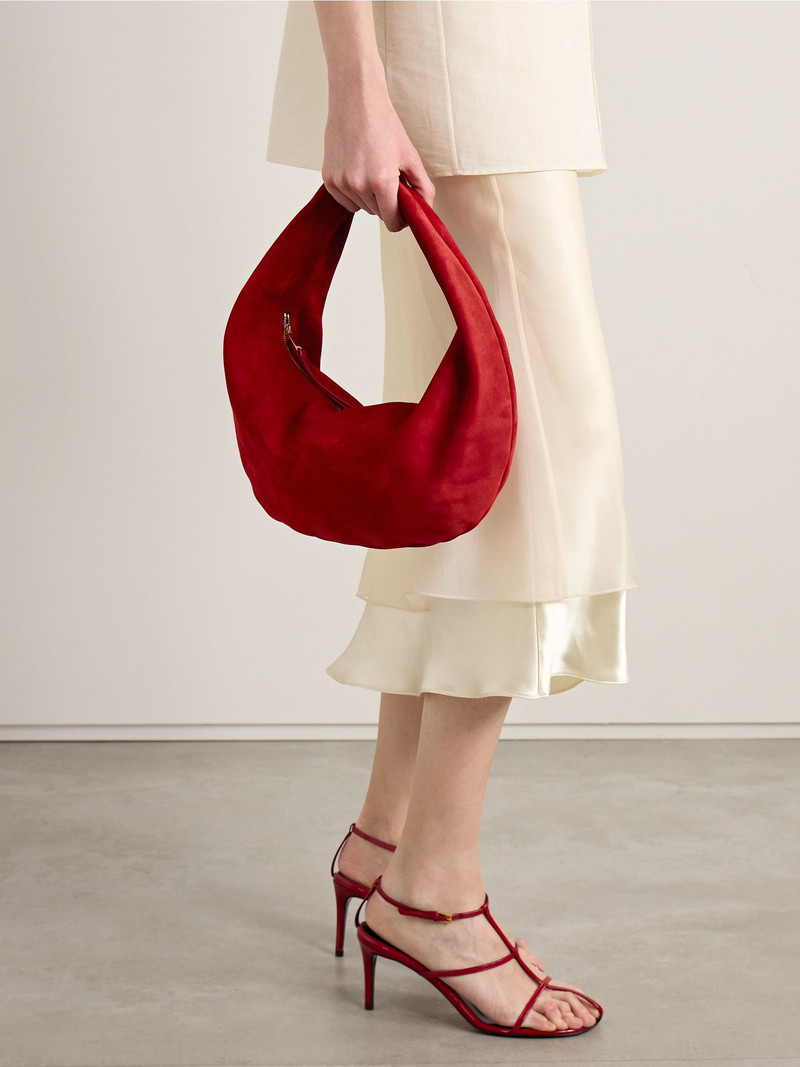 KHAITE Olivia medium suede tote Red outlook