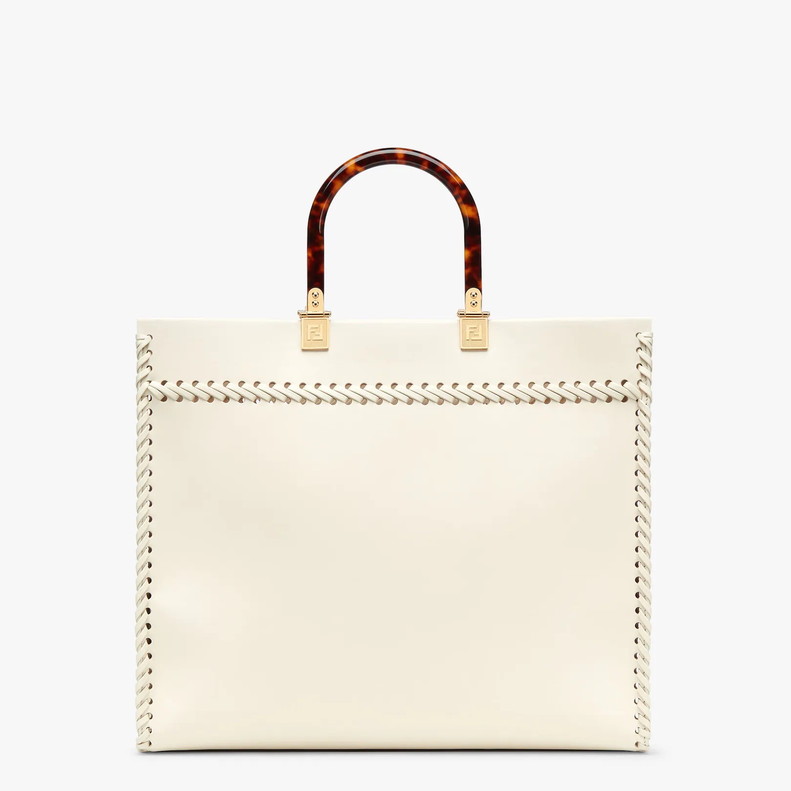 White leather shopper with decorative stitching - 3