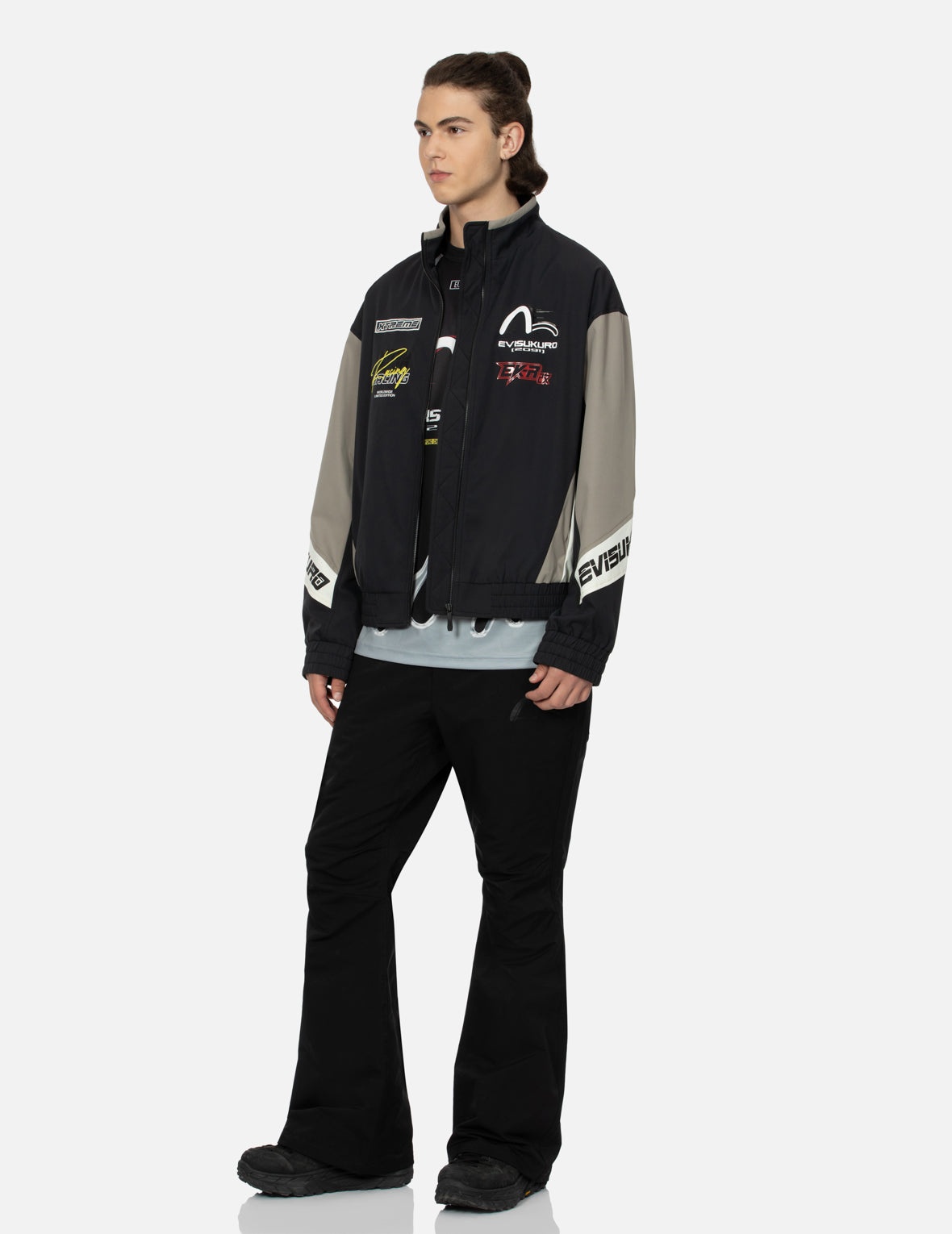 Multi-Logo Print Fashion Fit Racing Jacket - 3
