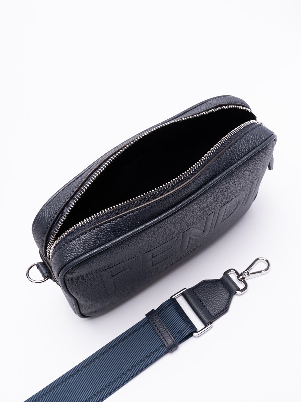 バッグ FENDI CAMERA CASE MEDIUM Squared FF Camera Case Organizer Leather Black | Fendi