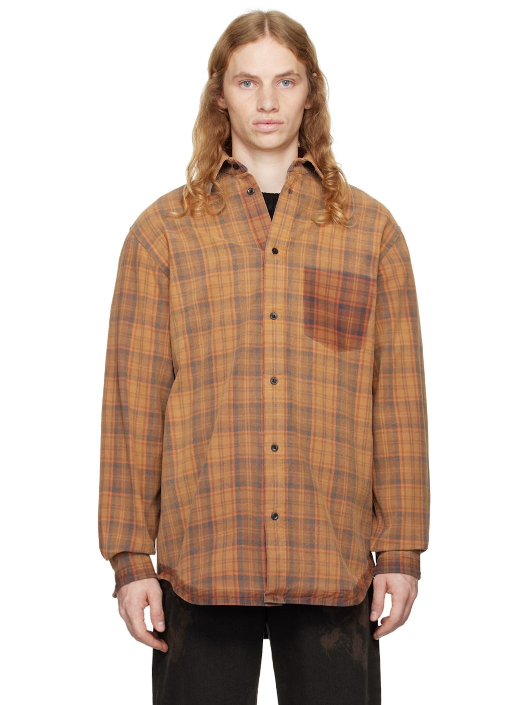 Orange Tartan Overshirt - 1