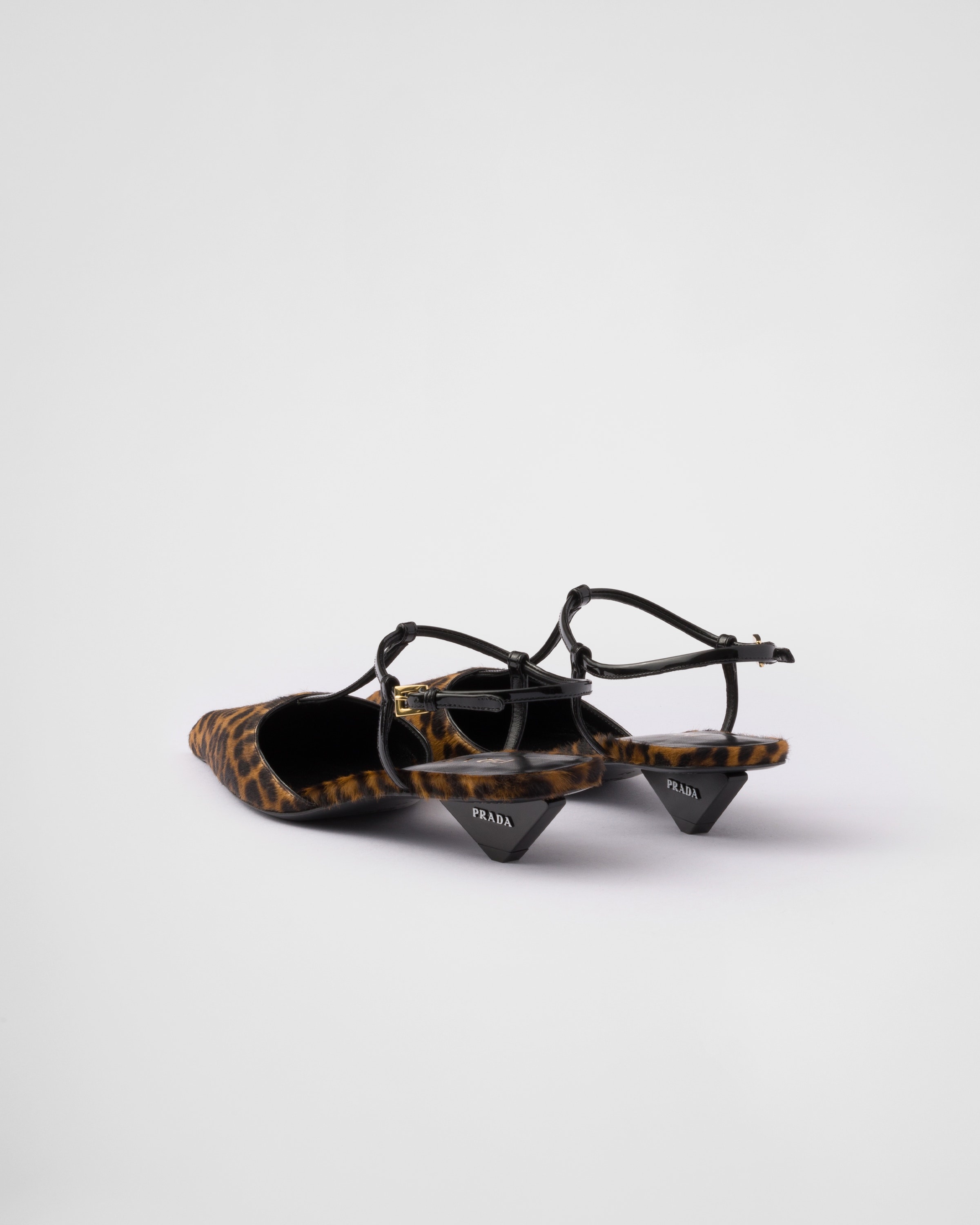 Printed leather slingback pumps - 5