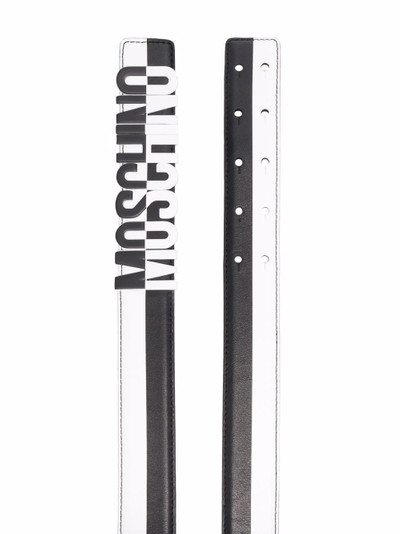 Moschino logo-lettering two-tone leather belt outlook