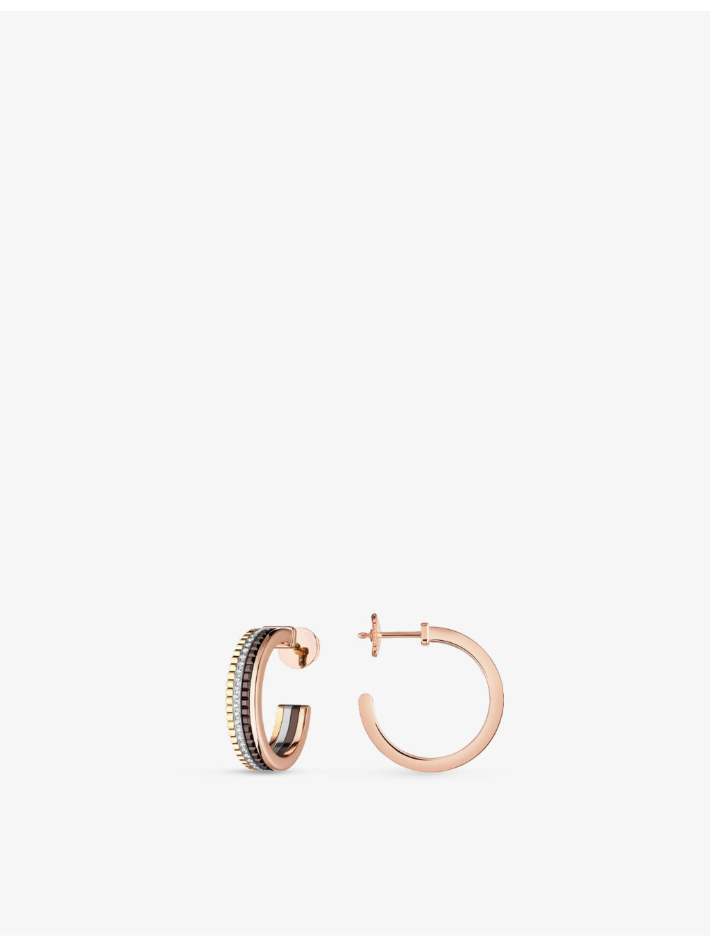 Quatre Classique 18ct yellow-gold, white-gold, rose-gold and 0.28ct diamond hoop earrings - 3