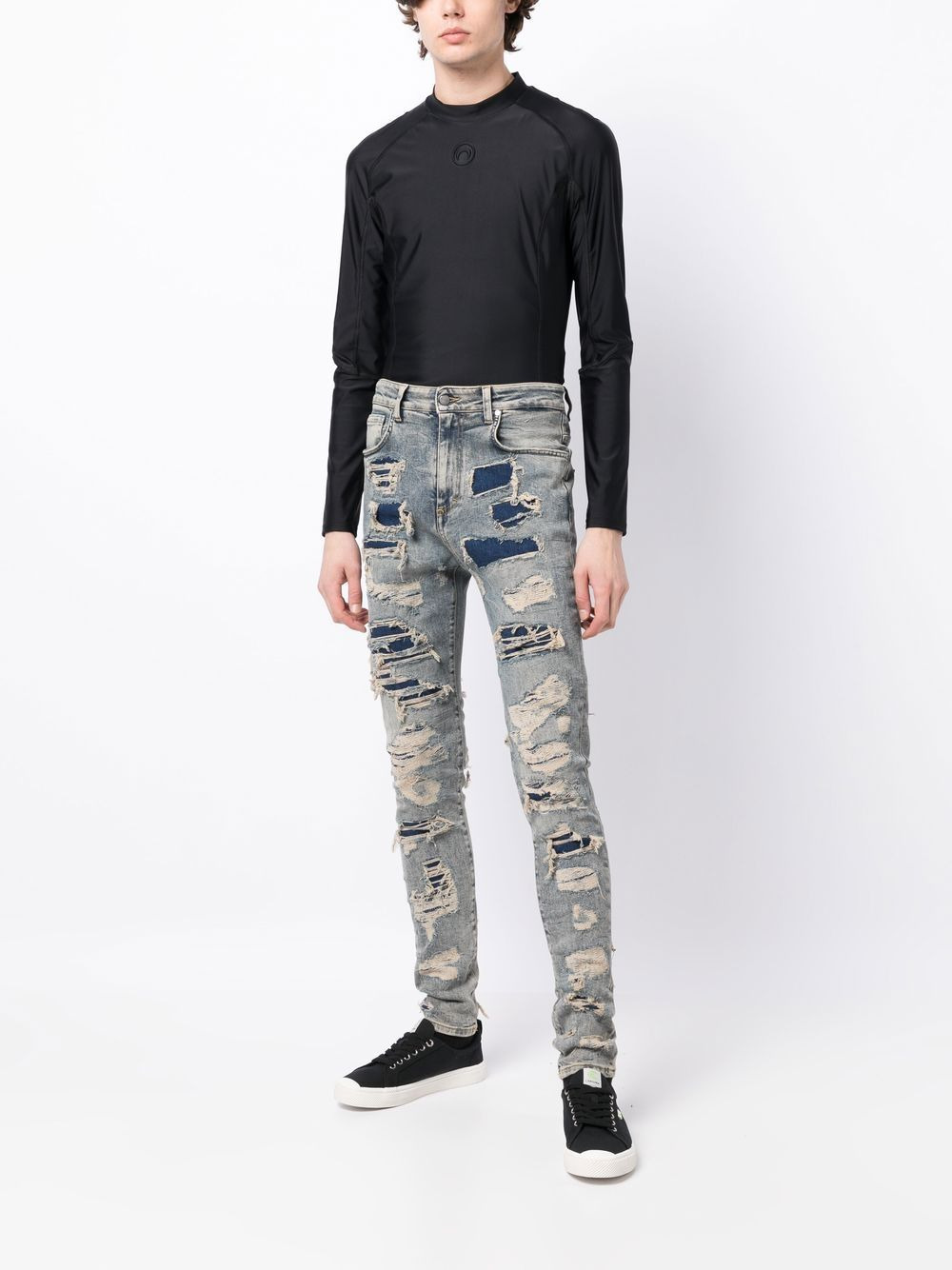 all-over distressed-finish jeans - 2