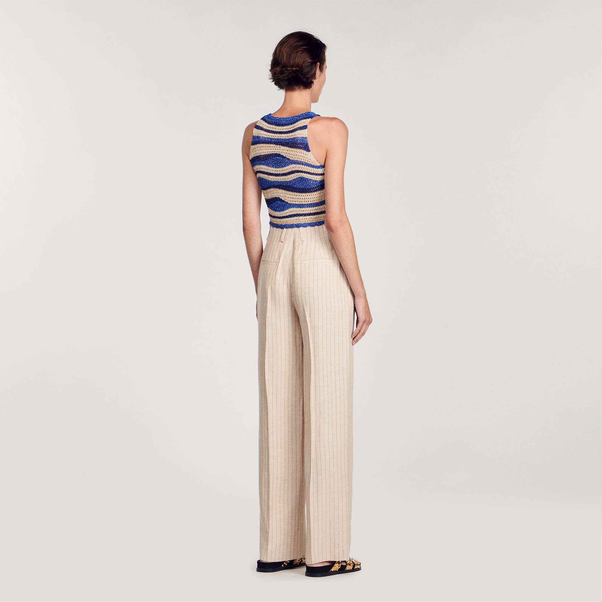 WIDE-LEG STRIPED FLOATY TROUSERS - 6