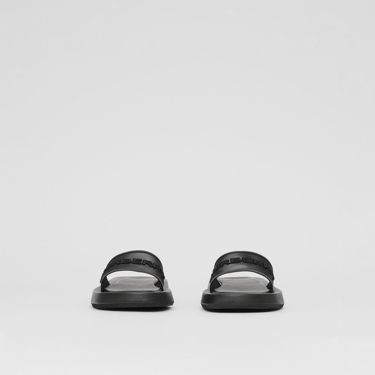 Embroidered Logo Mesh and Leather Slides - 4