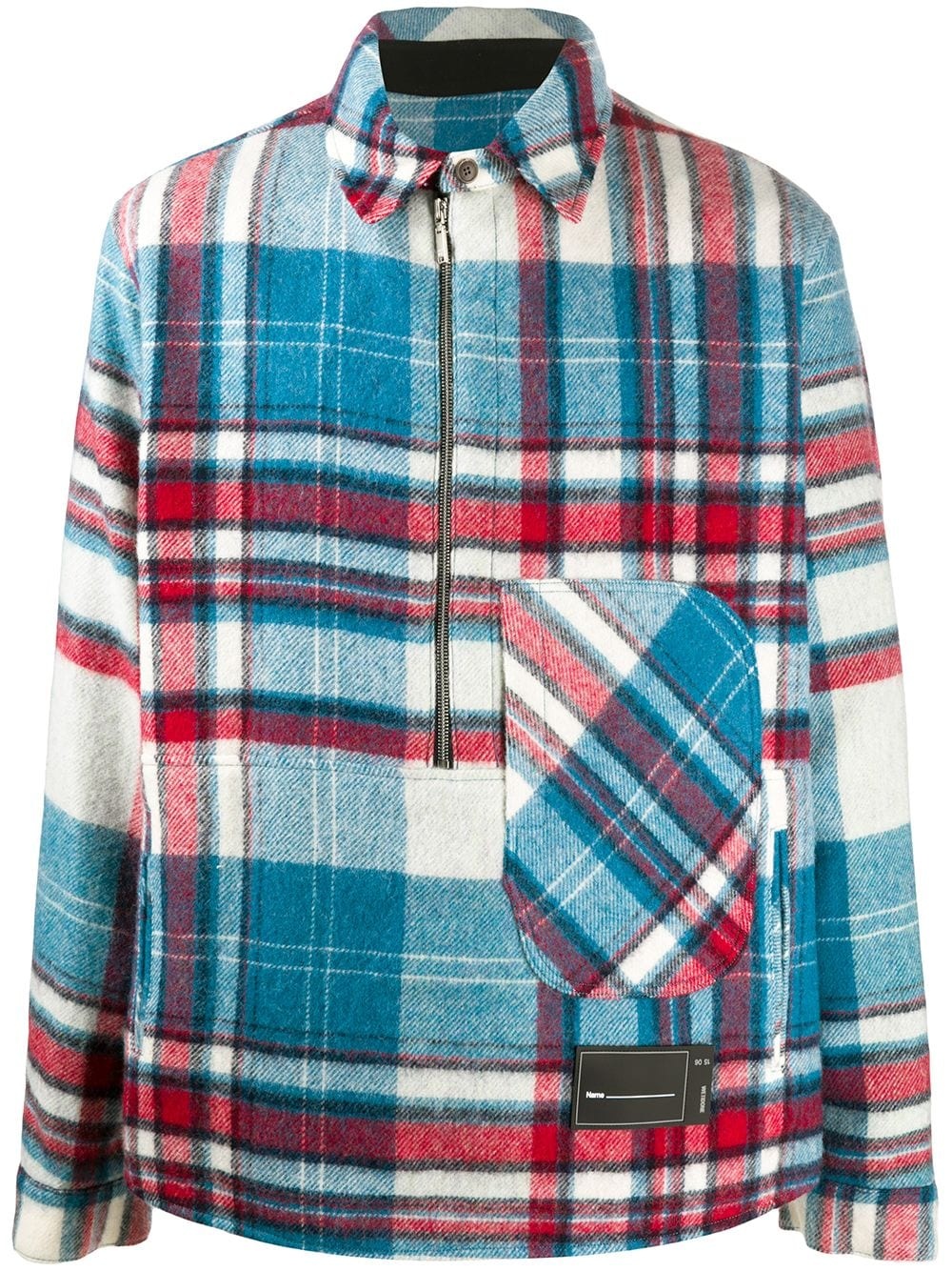 checked-print shirt jacket - 1