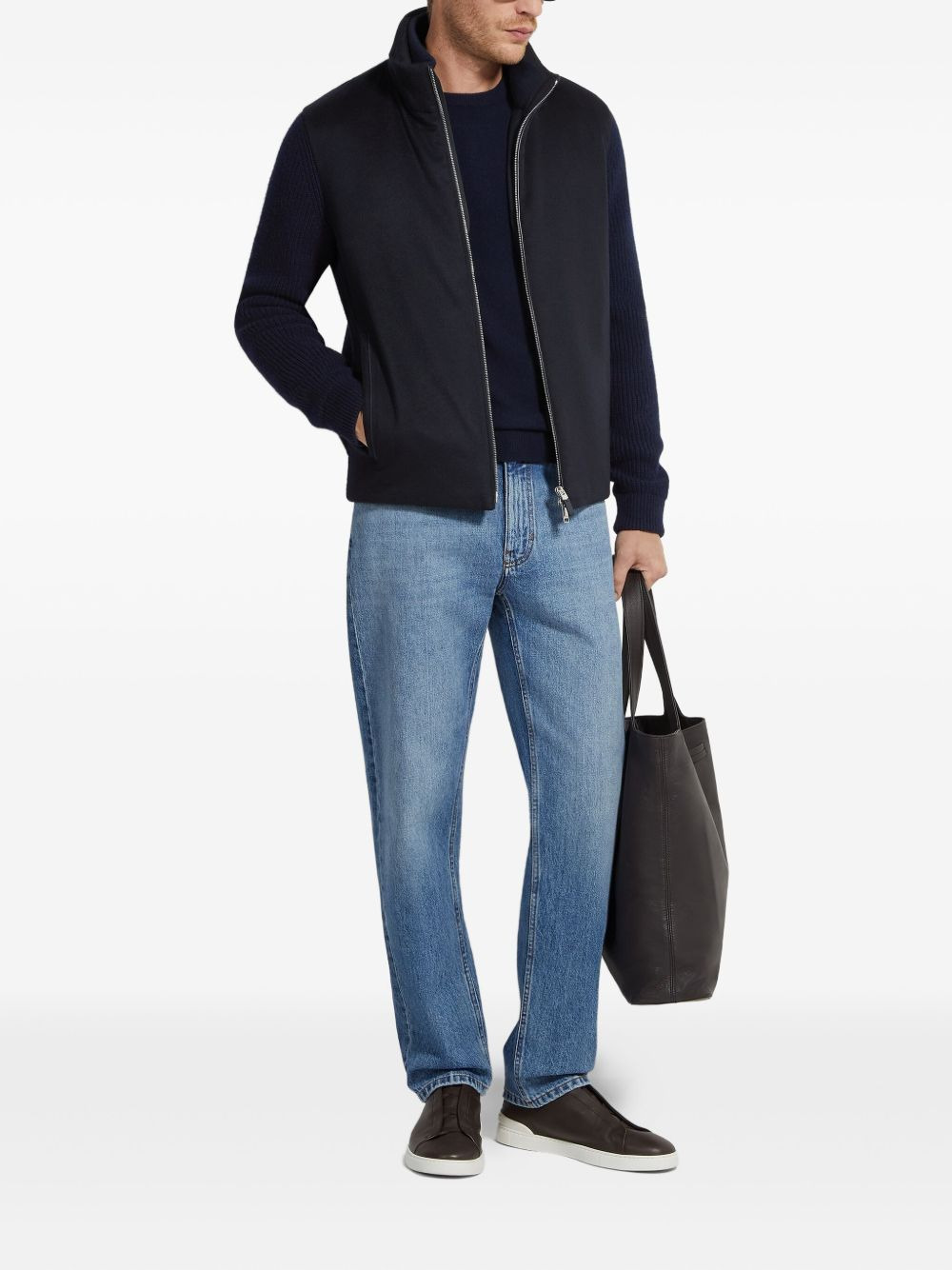 panelled zip-up cardigan - 2