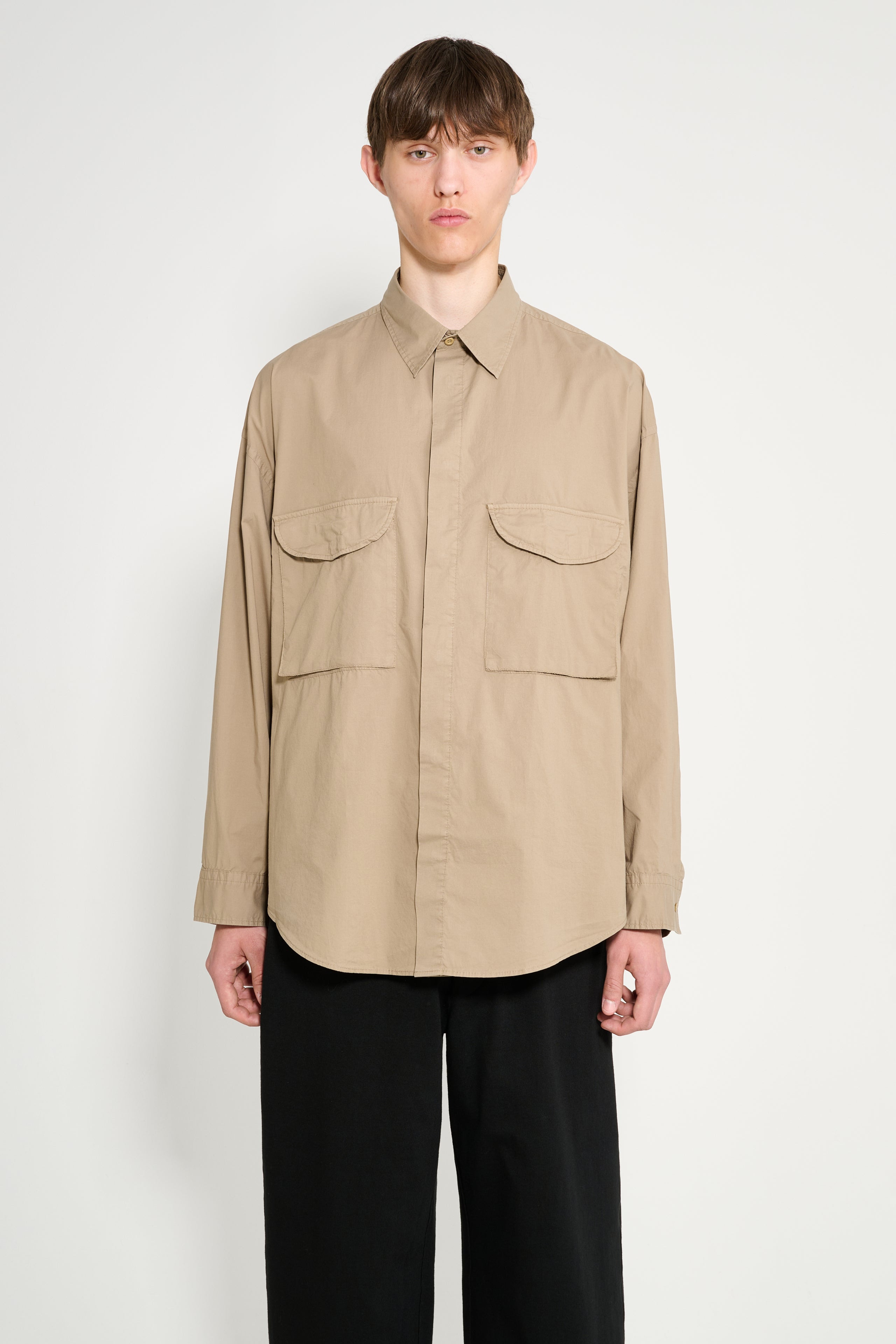 ACNE STUDIOS GARMENT DYED SHIRT TAUPE BROWN - 1