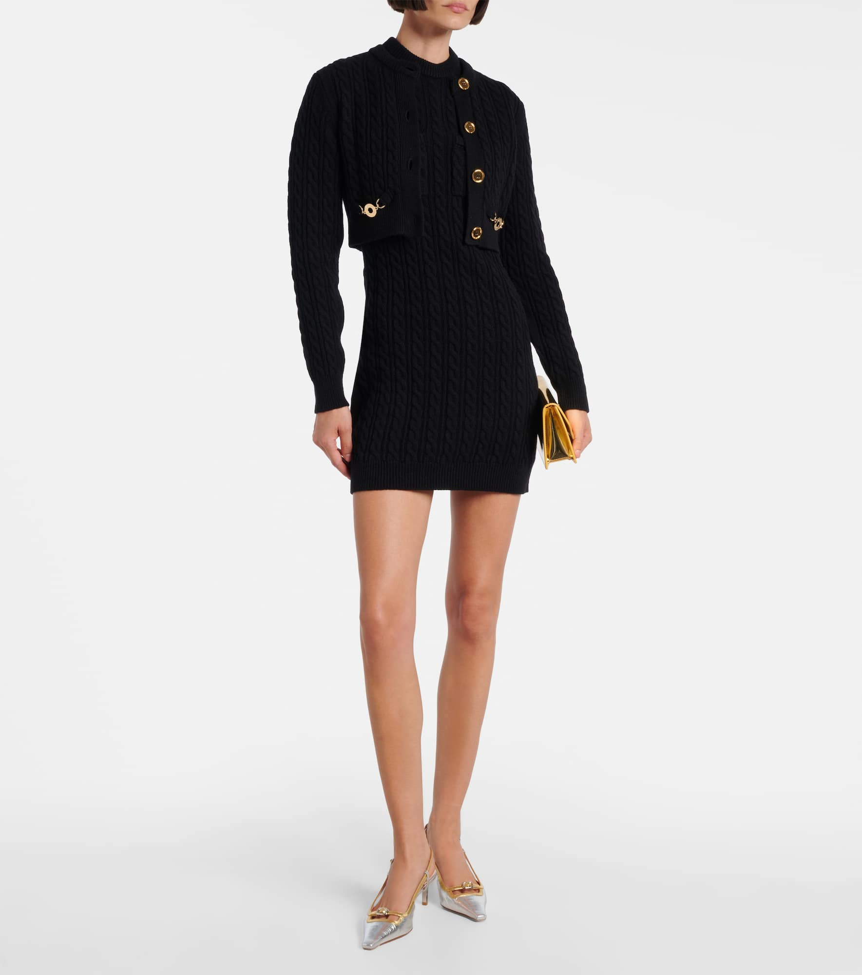 Cable-knit wool and cashmere minidress - 2