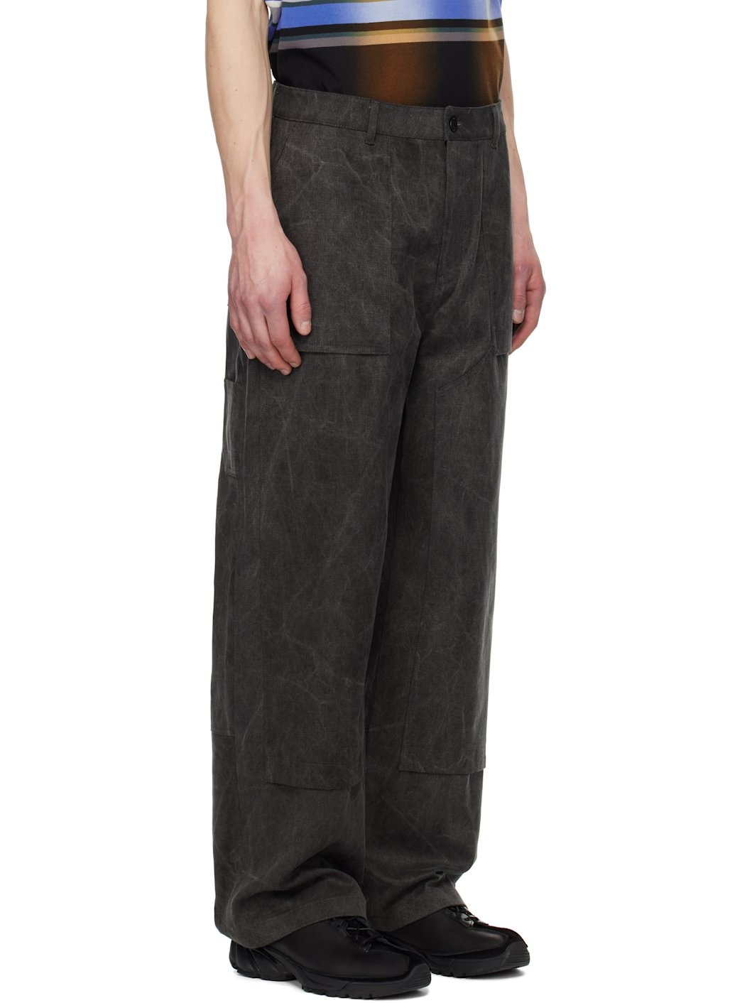 Juun. J Gray Washed Cotton Work Trousers - 2