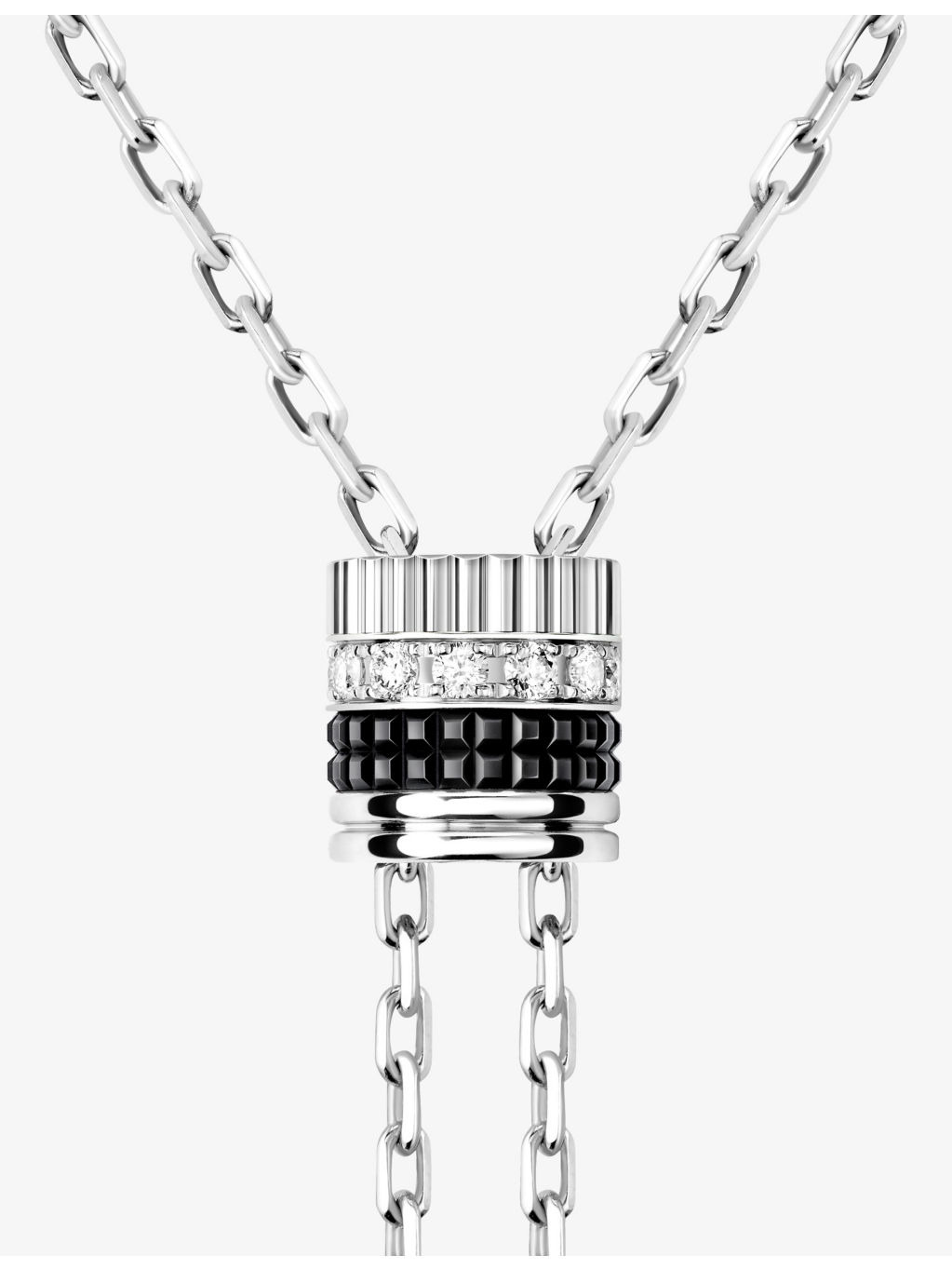 Quatre Black Edition 18ct white-gold and 0.18ct diamond small tie necklace - 4