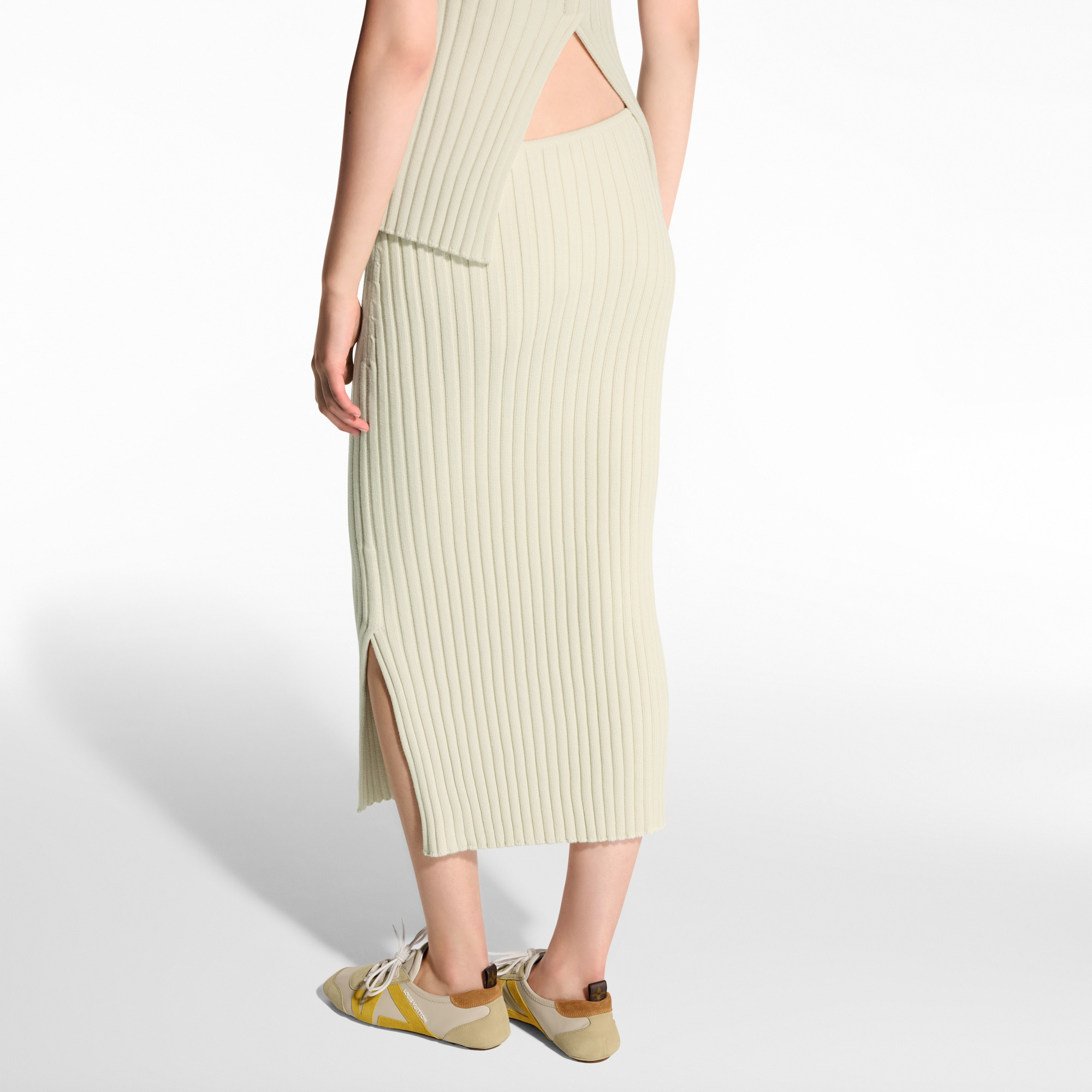Ribbed Knit Slit Skirt - 5