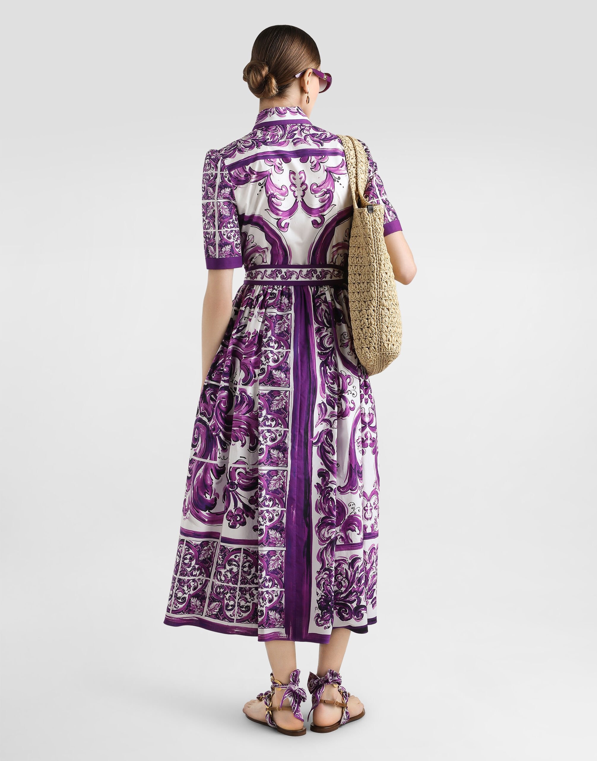 Majolica-print poplin shirt dress - 3