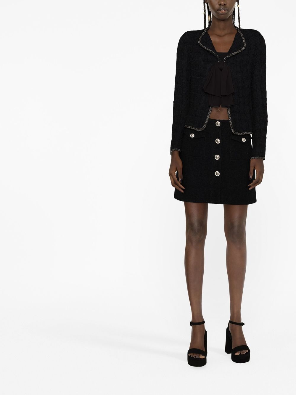 button-up bouclé mini skirt - 2