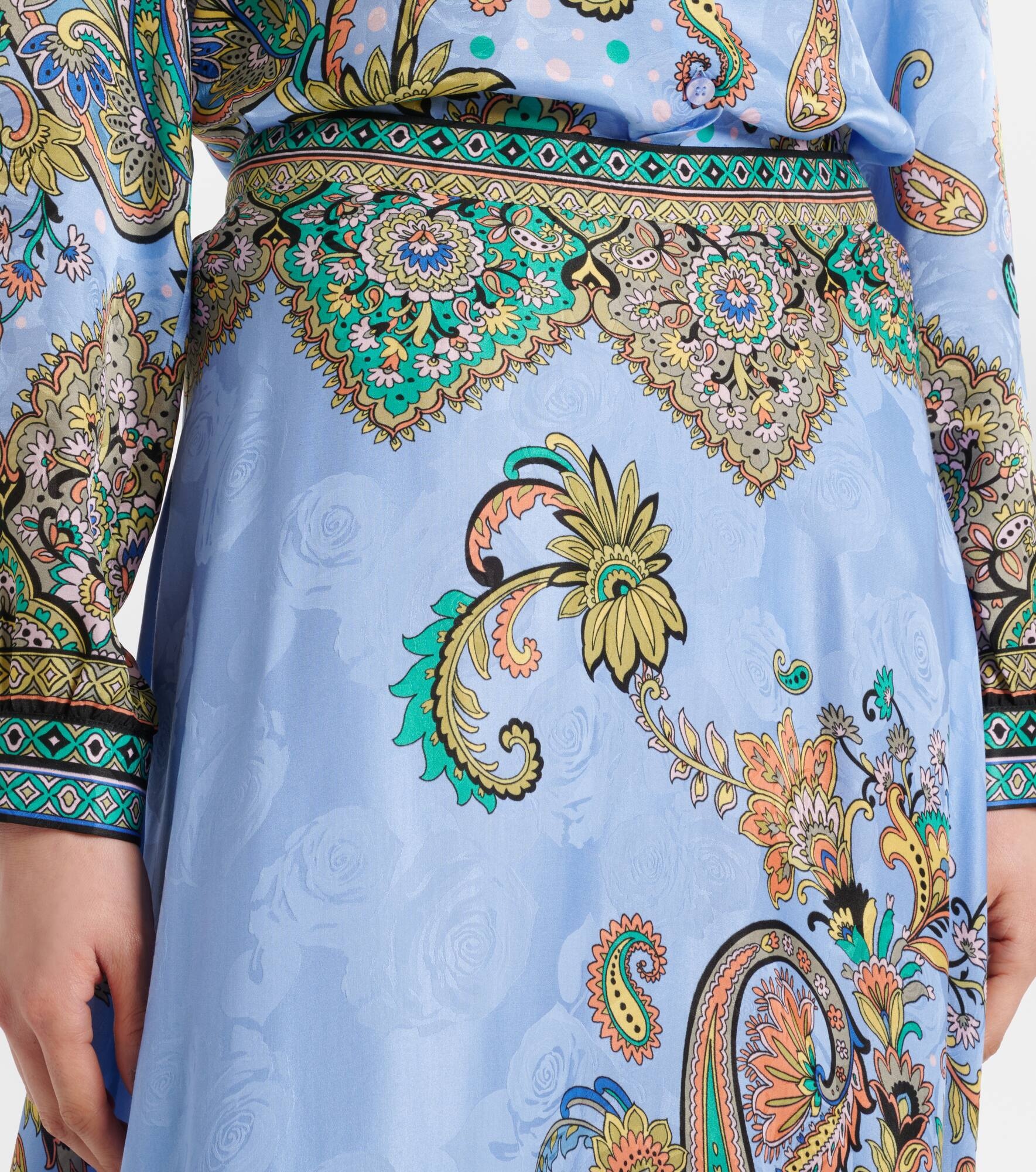 Floral silk crêpe de chine maxi skirt - 4
