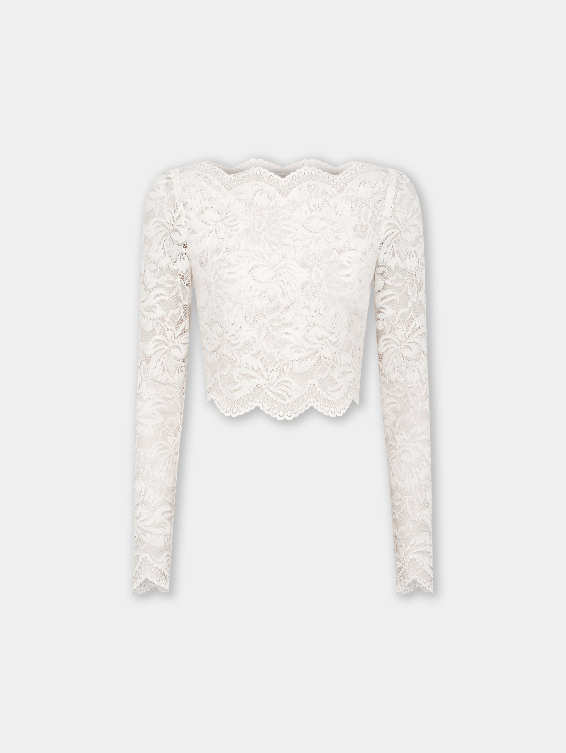 IVORY CROP TOP IN LACE - 1