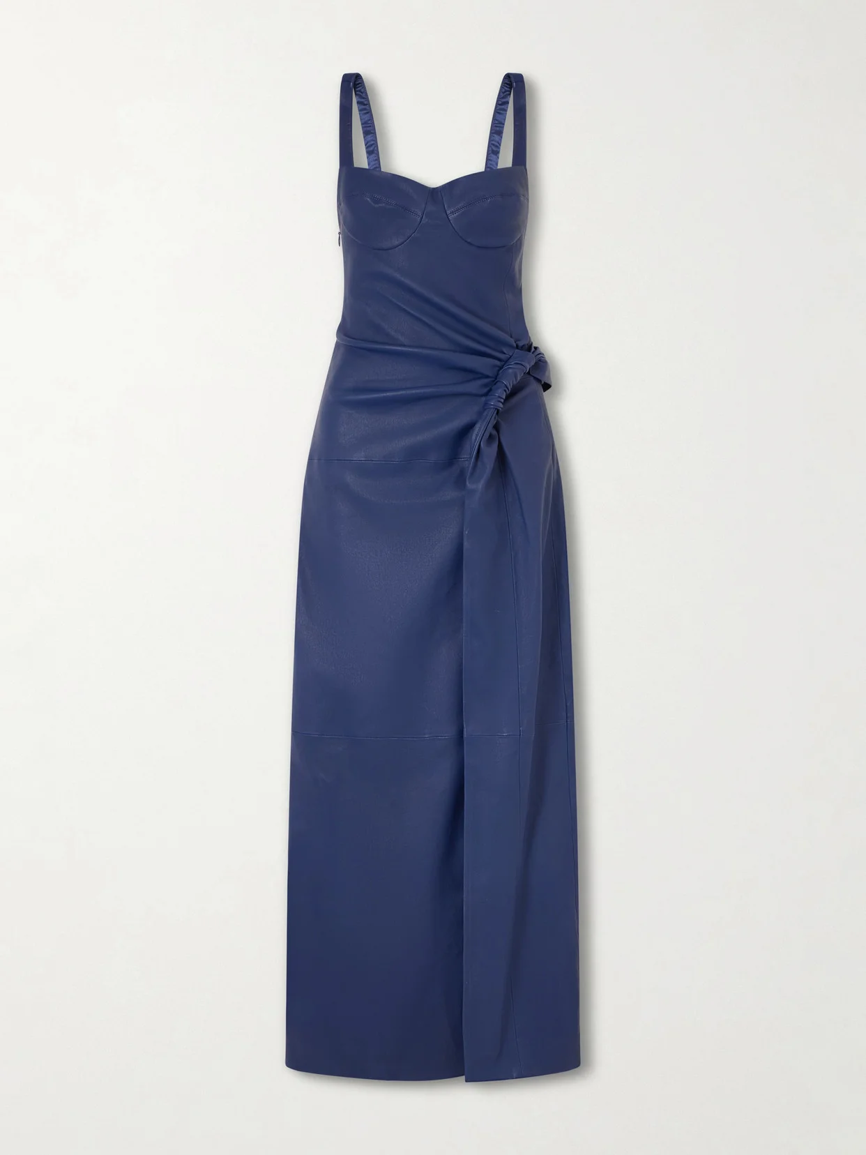 Lyle Draped Leather Midi Dress - 1