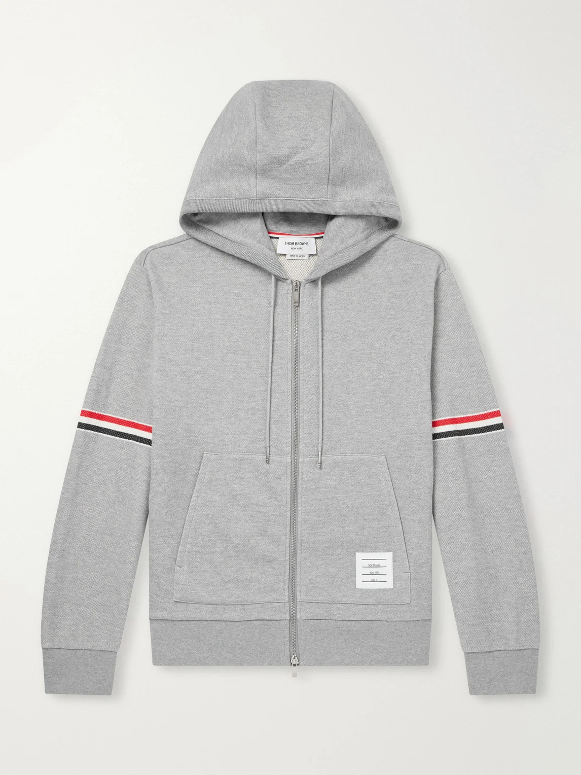 Cotton-Piqué Zip-Up Hoodie - 1