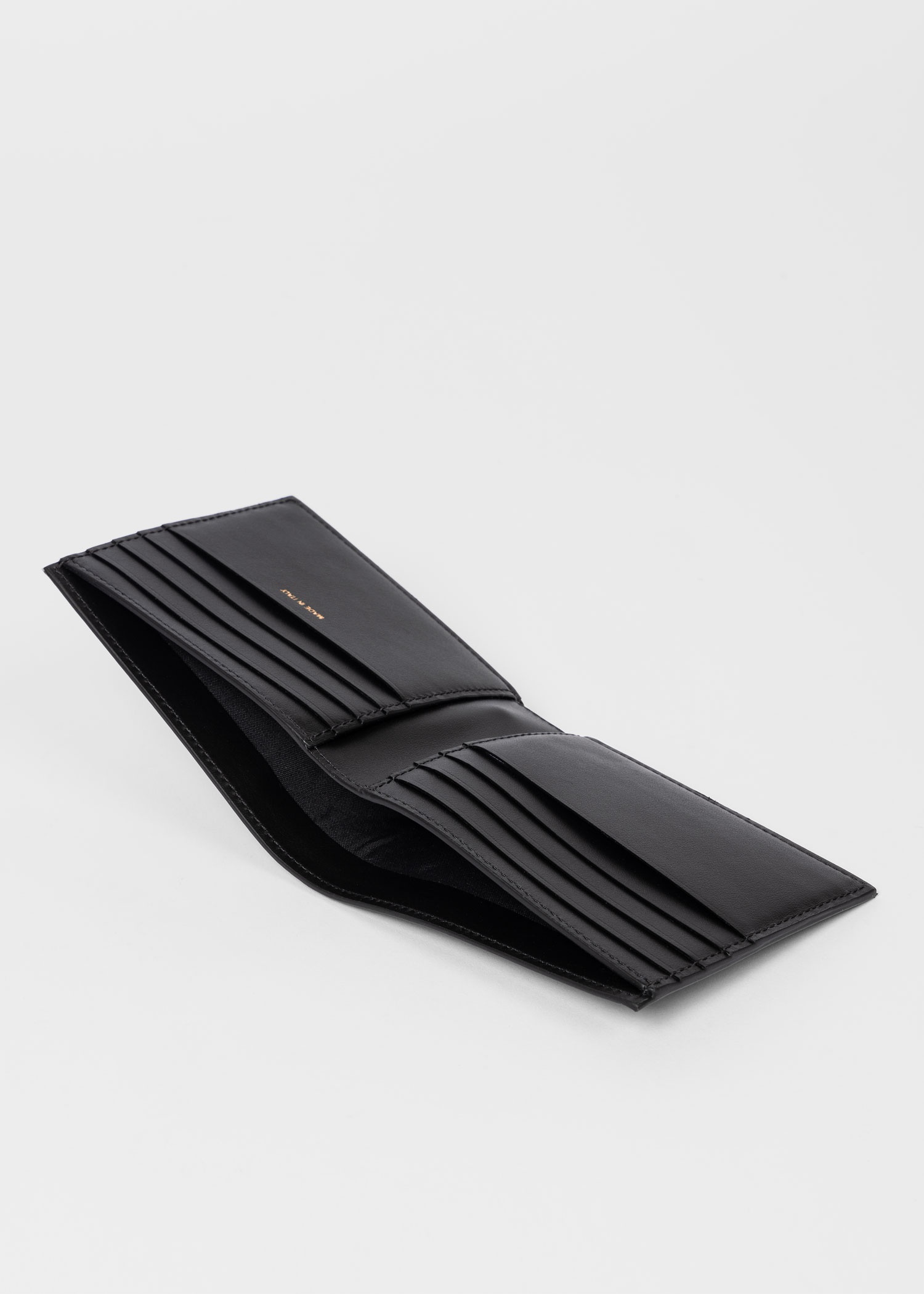 Black Leather 'Signature Stripe Block' Billfold Wallet - 3