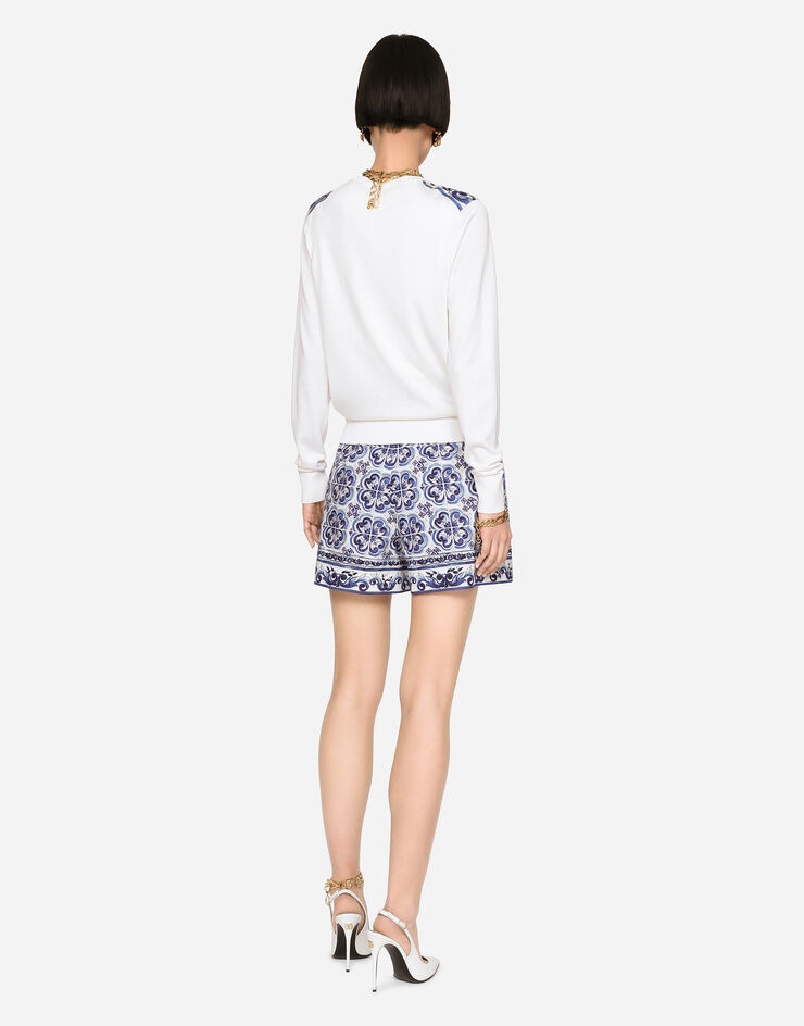 Majolica-print silk and twill cardigan - 4