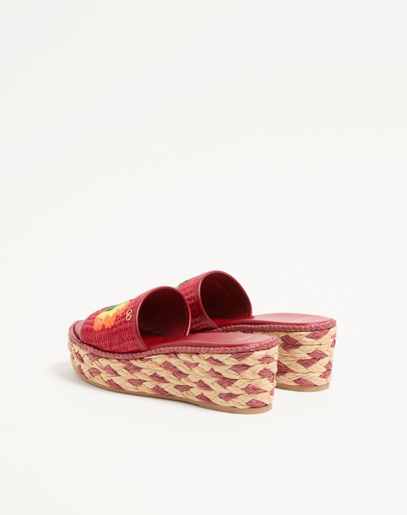 Valentino BRIBRI RAFFIA WEDGE SLIDE WITH FLORAL EMBROIDERY 65MM outlook