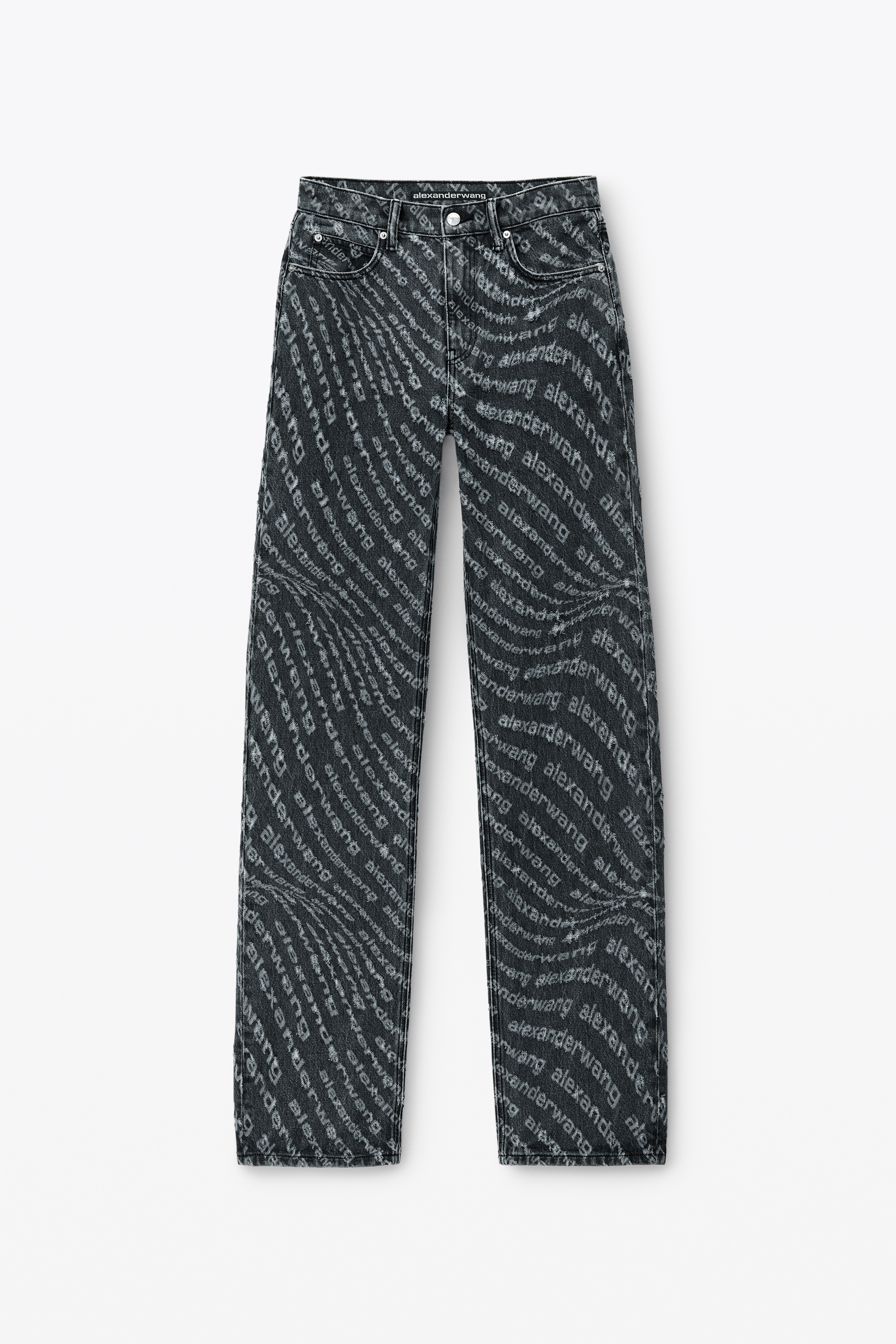 Ez Logo Newsprint Mid Rise Straight Leg Jean in Cotton - 1