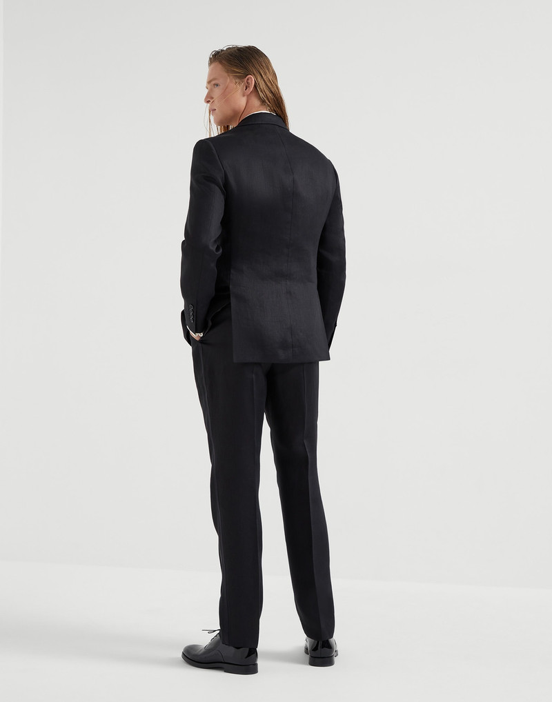 Brunello Cucinelli Linen satin tuxedo with peak lapel jacket and trousers with pleat outlook